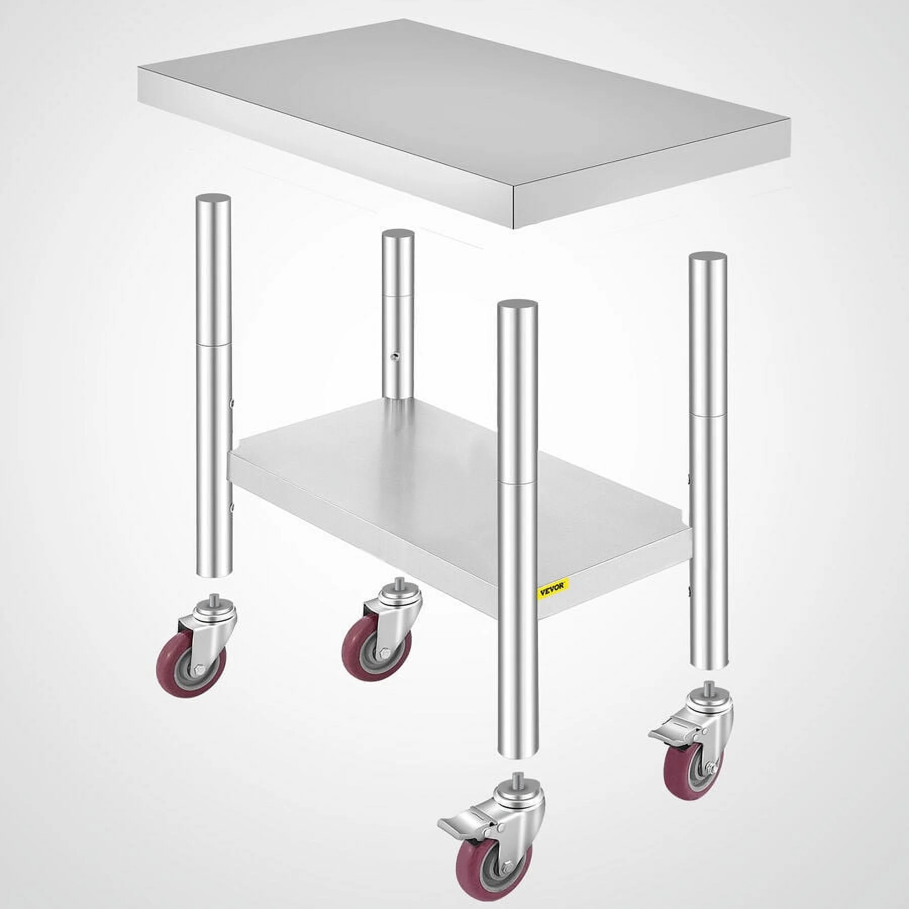 VEVOR Stainless Steel Work Prep Table with Wheels, 18