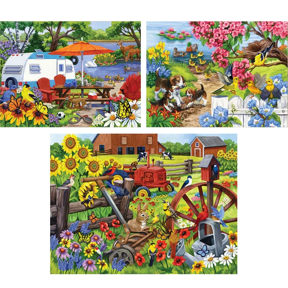Bits and Pieces Set Of Three (3) 500 Piece Farm Animal Jigsaw Puzzles By Nancy Wernersbach 18