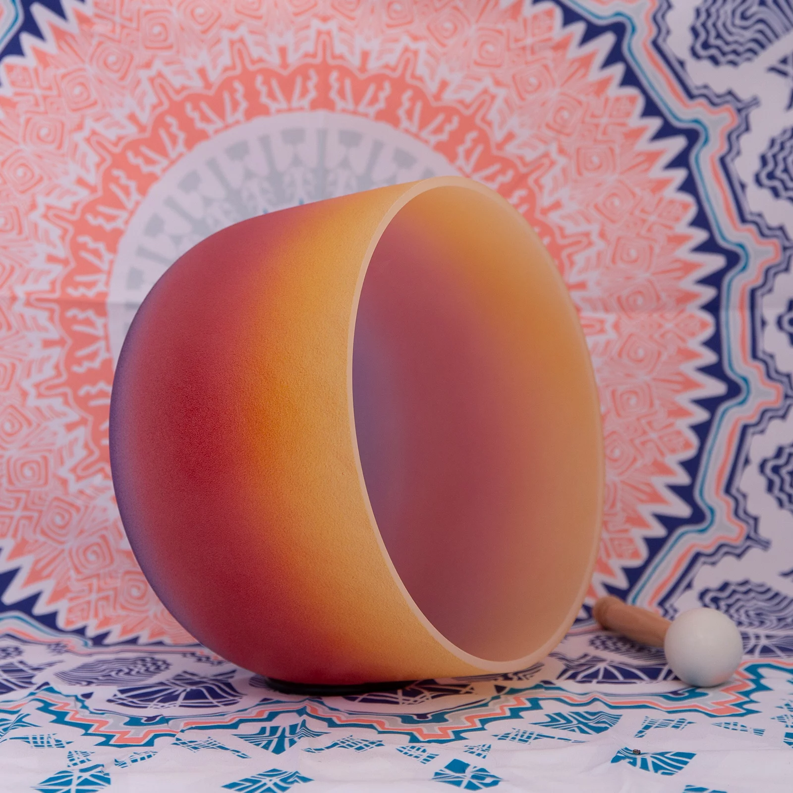 432 Hz E Solar Plexus Chakra Rainbow Quartz Frosted Crystal Singing Bowl 8 inch