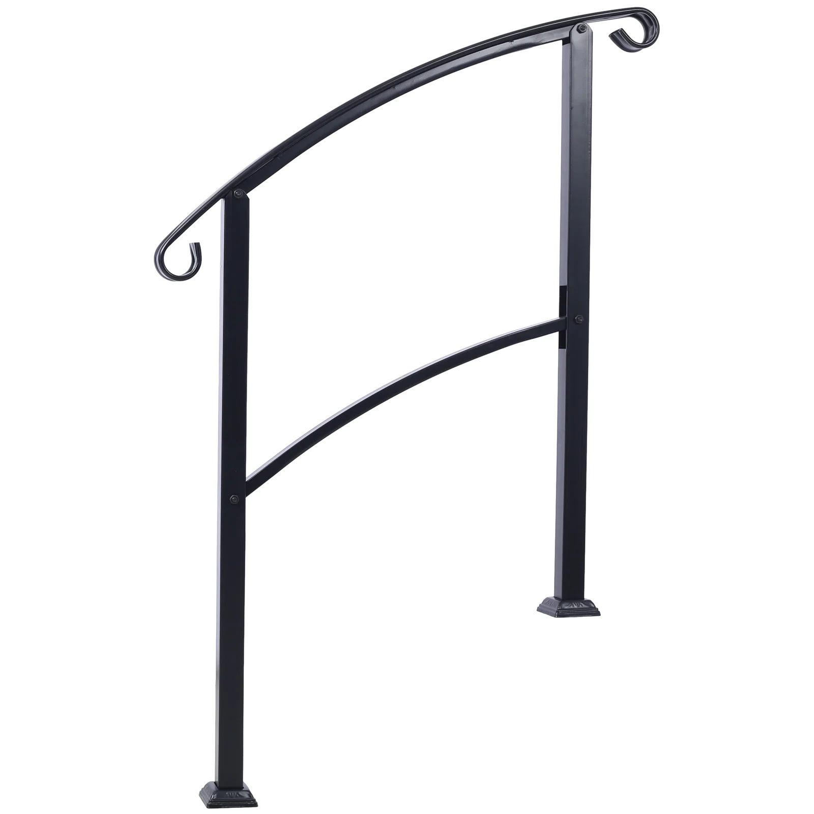 Handrails for Outdoor Steps, Fit 1 or 3 Steps Outdoor Stair Railing, White Wrought Iron Handrail, Flexible Front Porch Hand Rail, Transitional Handrails for Concrete Steps or Wooden Stairs