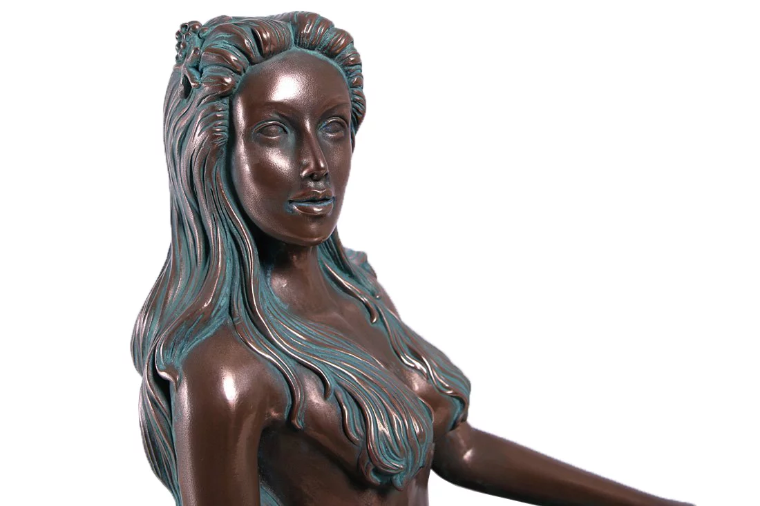 Nerissa by the Sea Mermaid Large Sculpture Verde Bronze Finish