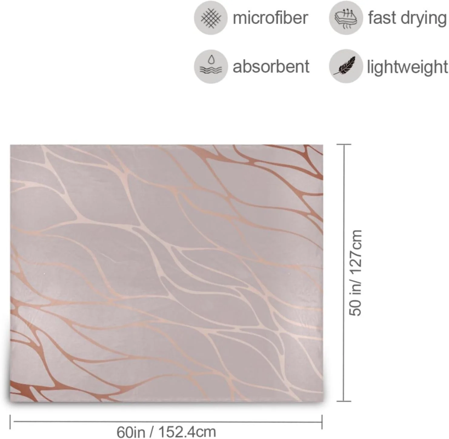 Wellsay Rose Gold Marble Soft Warm Fuzzy Throw Blanket 50