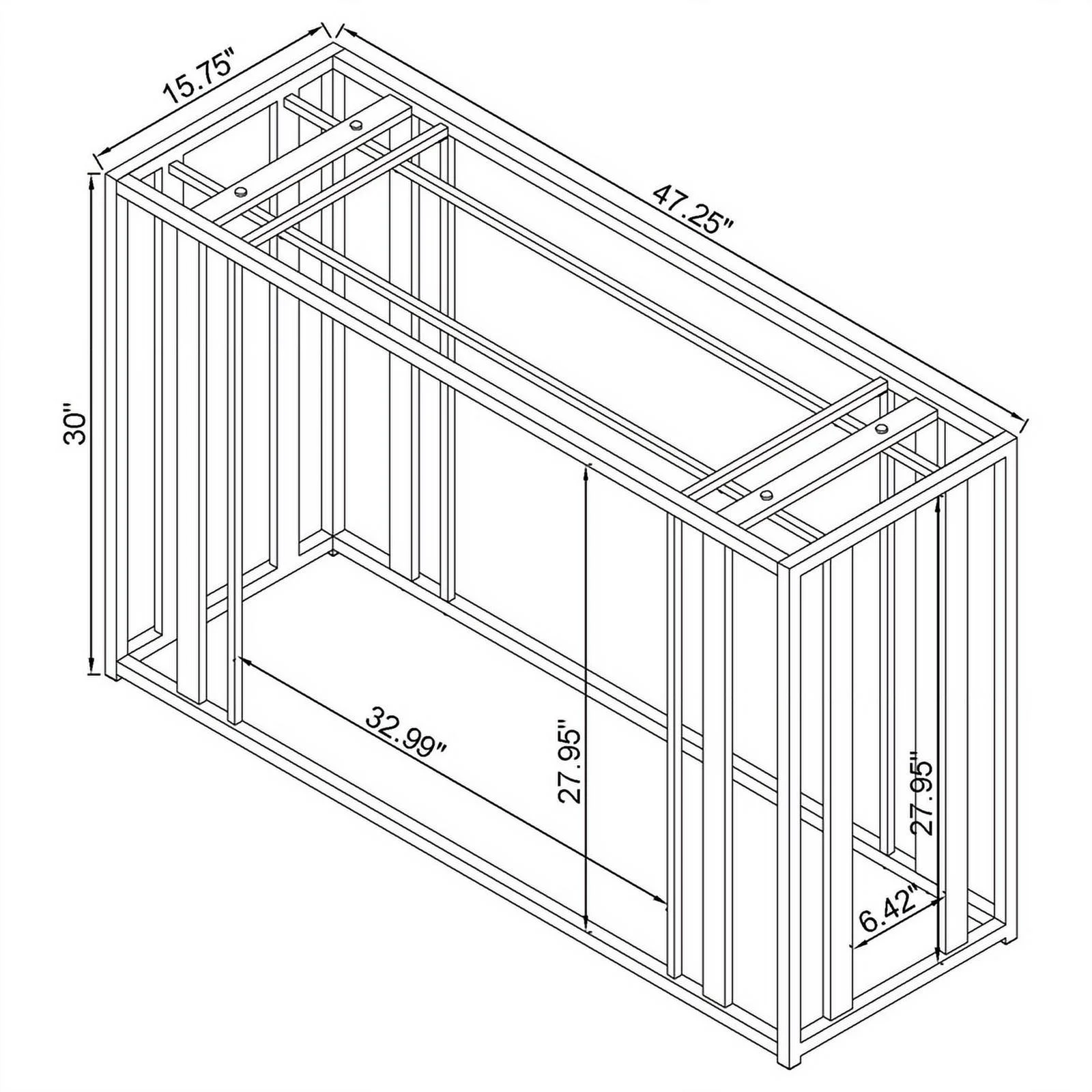Pemberly Row Metal Rectangular Glass Top Sofa Table in Clear and Black Nickel