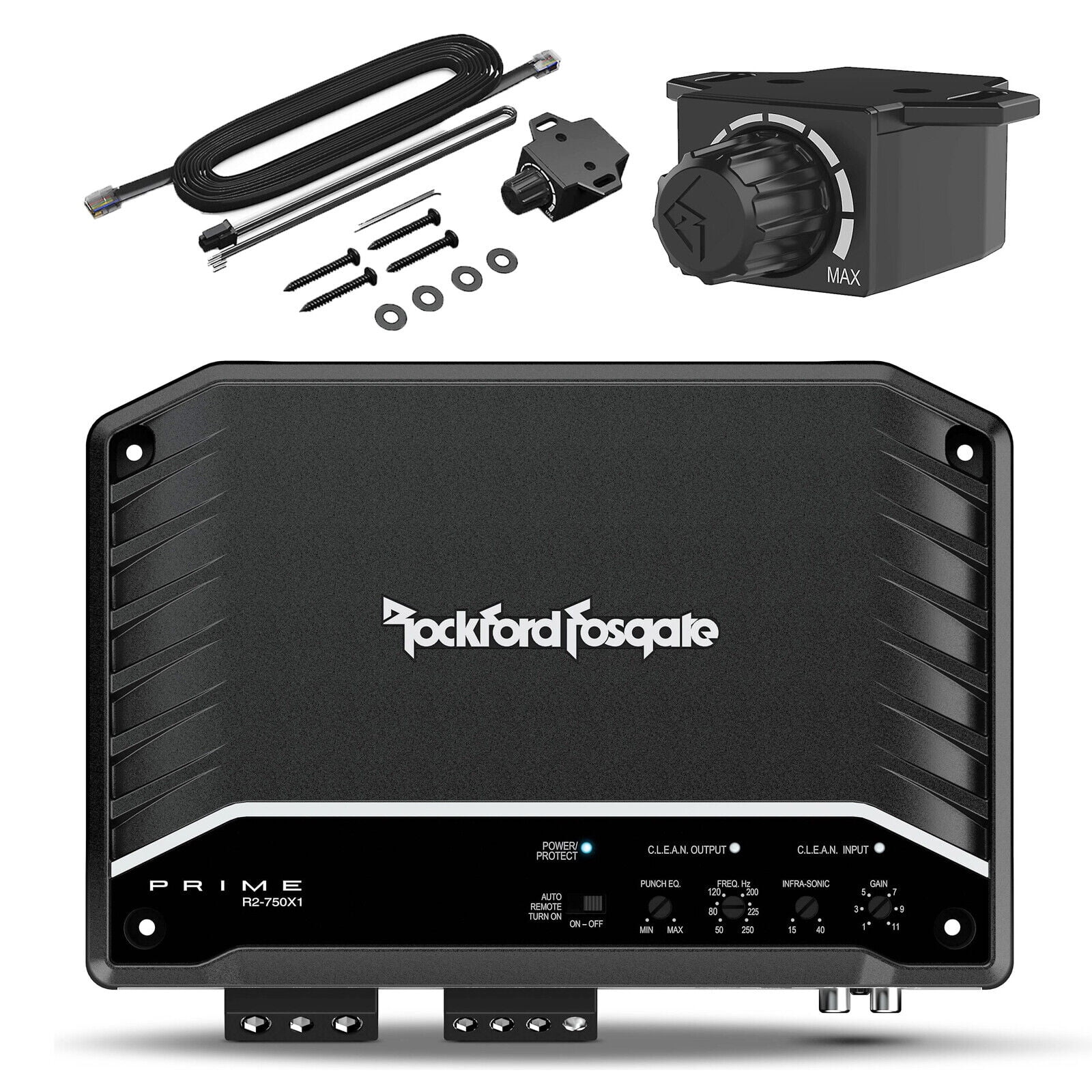 Rockford Fosgate R2-750X1 Prime 750 Watt 1ohm Mono punch Amplifier Class D Bundle