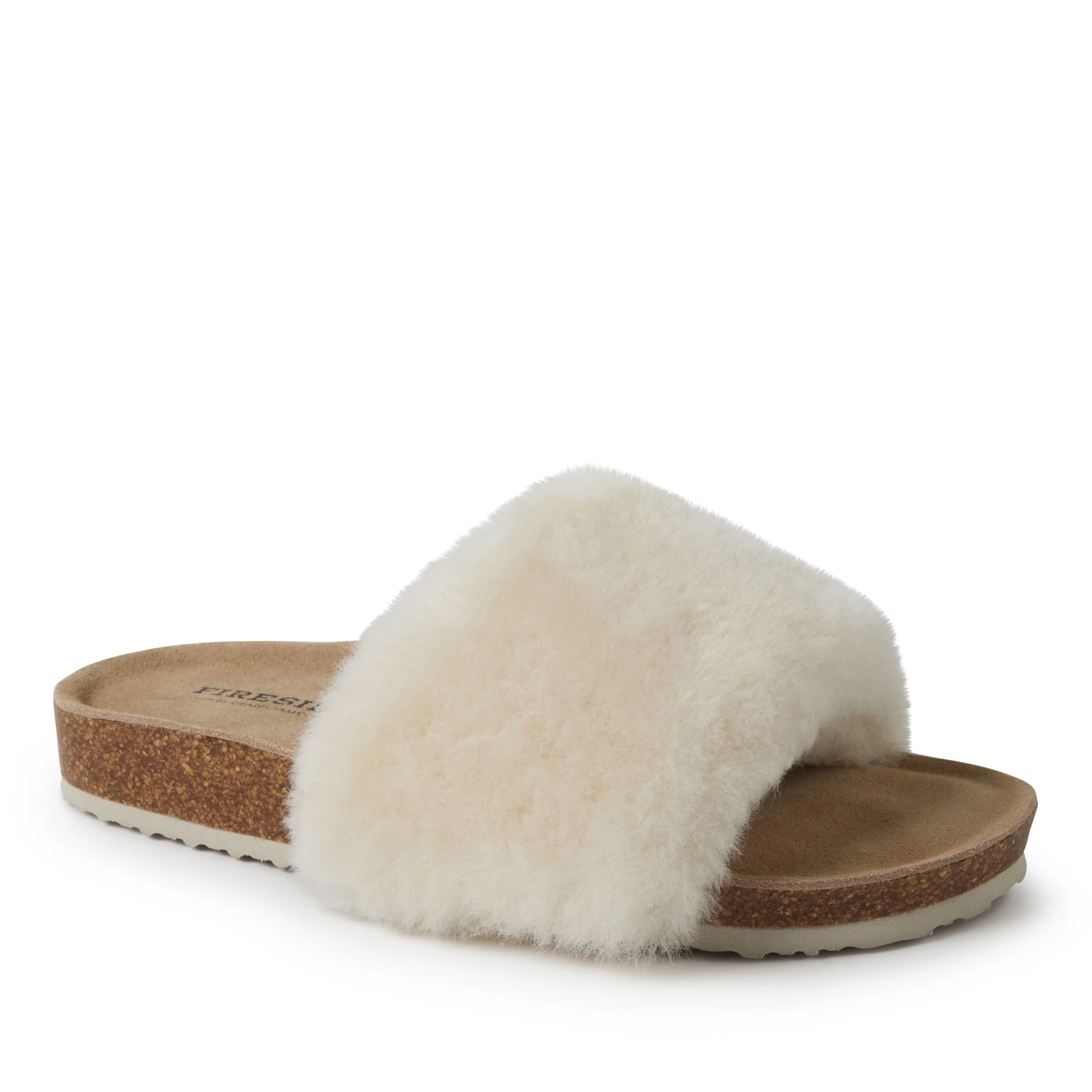 Fireside by Dearfoams Women's Canberra Genuine Shearling Band Footbed Slide Slippers