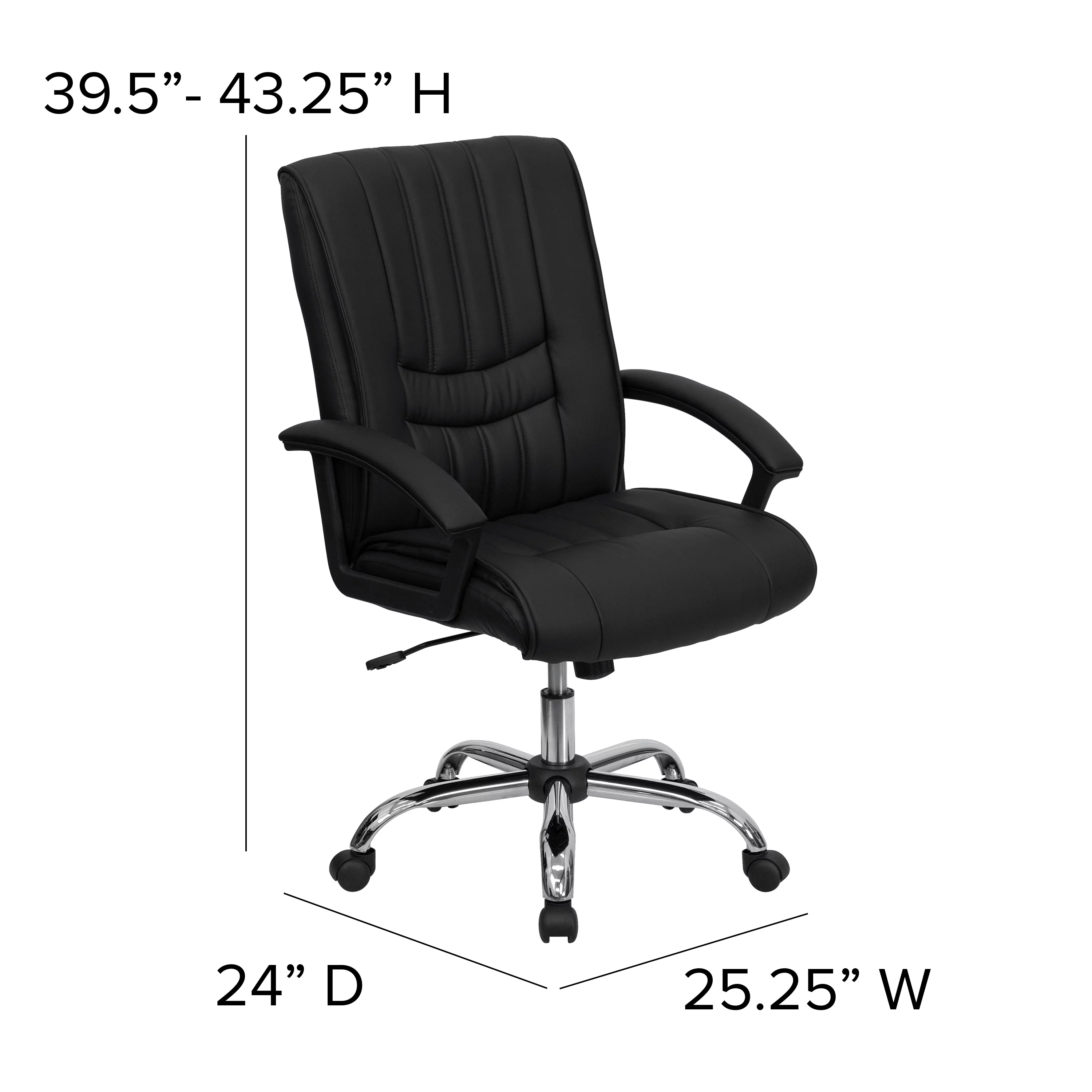 Emma + Oliver Mid-Back Black LeatherSoft Swivel Manager's Office Chair with Arms