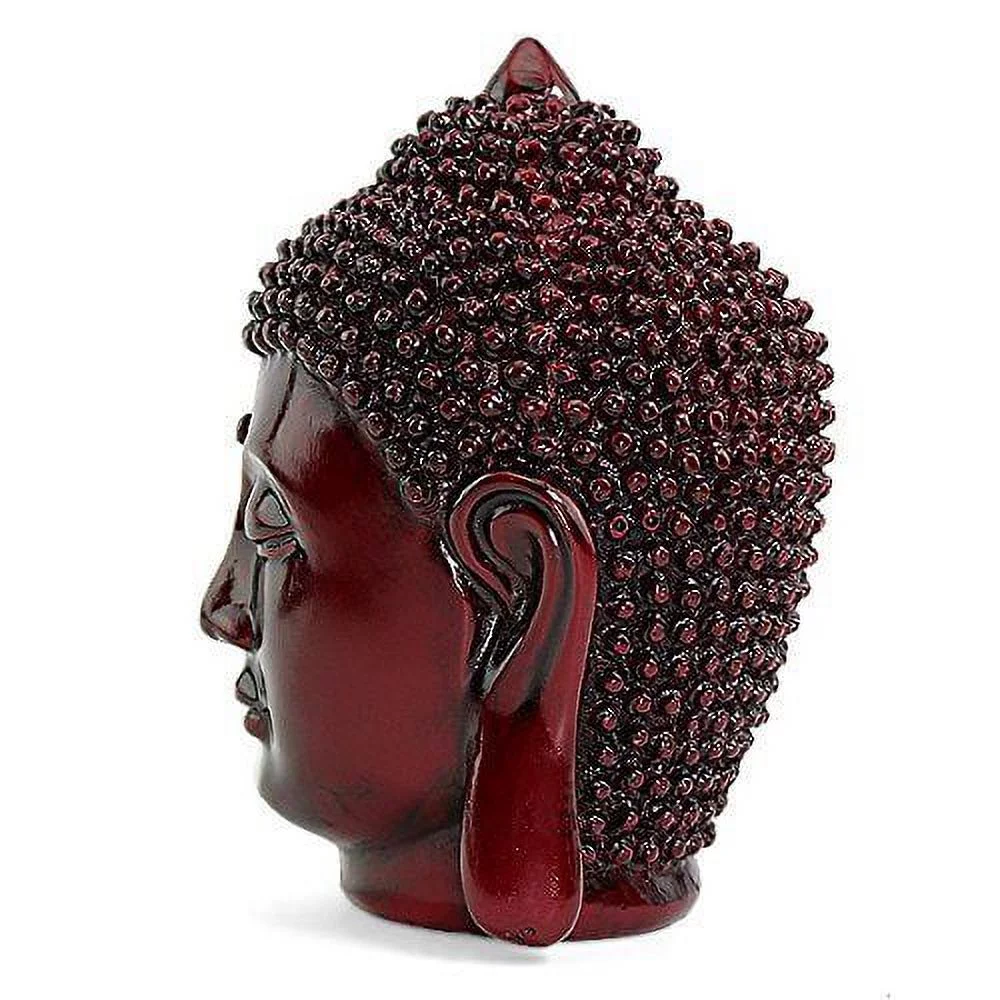 Smiling Meditating Red Buddha Shakyamuni Head Statue 5