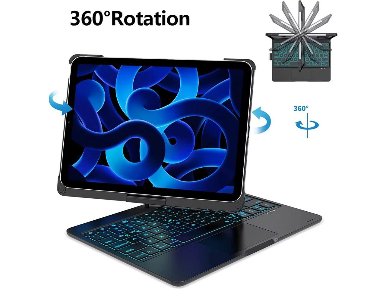 iPad 10th Generation 10.9 inch 2022 Case with Keyboard, Trackpad, Backlit, Rotatable - Touchpad iPad 10th Keyboard Case 10.9