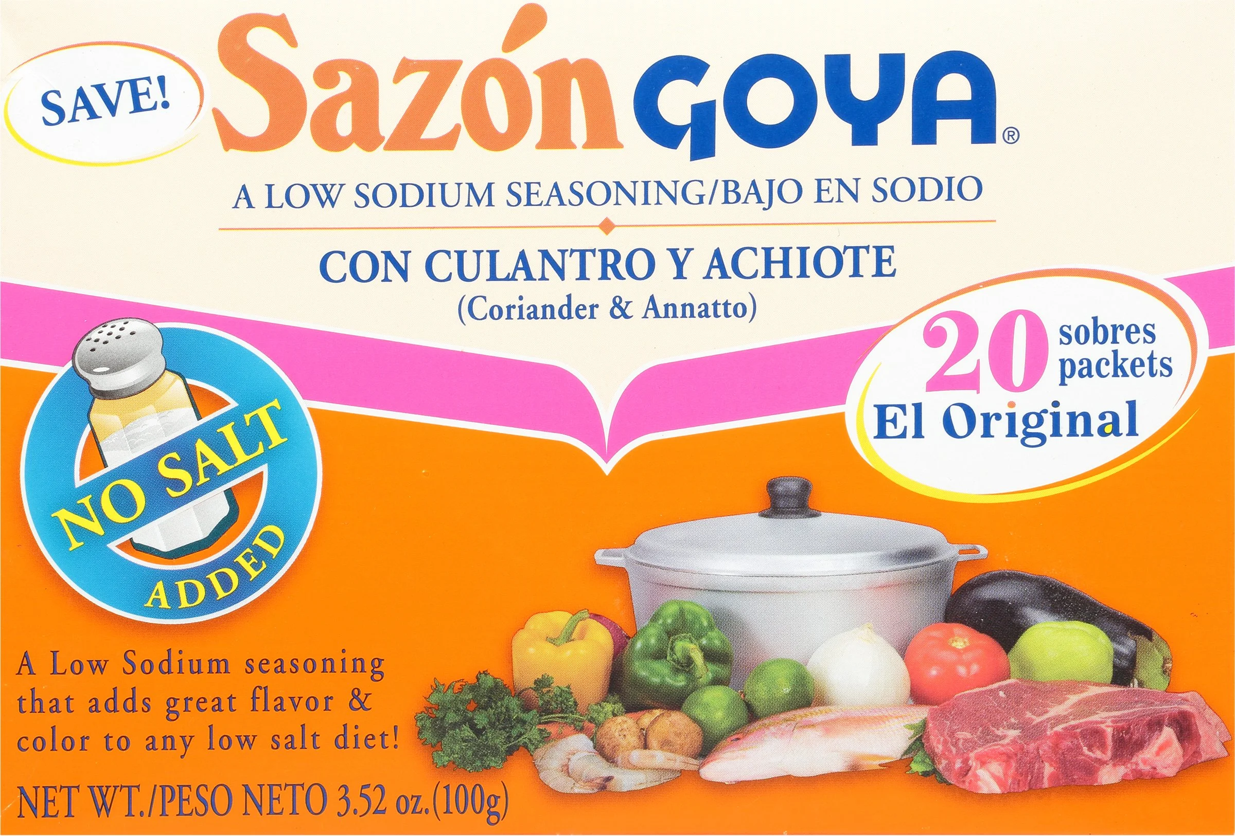 Goya Sazon Coriander & Annatto Low Sodium Seasoning, 3.52 oz