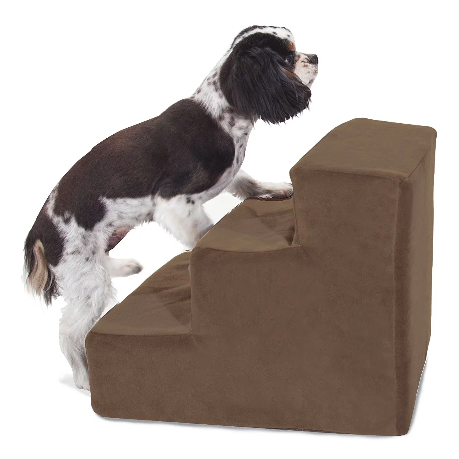 Majestic Pet Suede Pet Stairs 3 Steps Chocolate Machine Washable Removable Cover 18