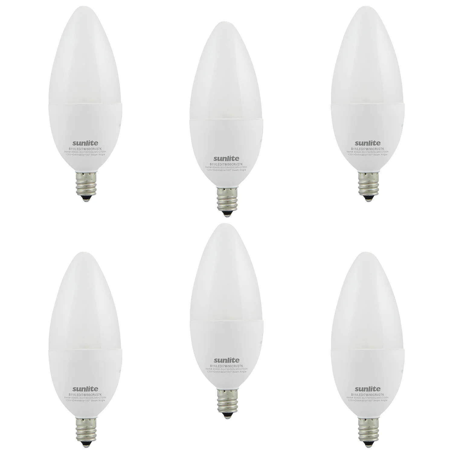 CTF/LED/7W/927/6PK Decorative E12 Base Frosted Dimmable Energy Star 90CRI 2700K
