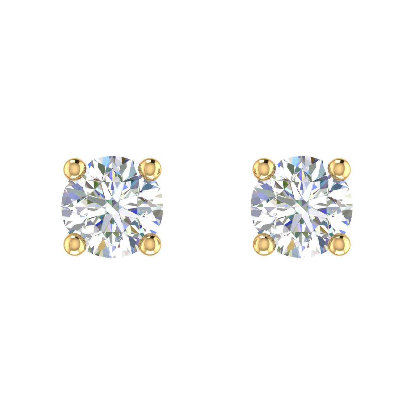 1/3 Carat 4-Prong Diamond Stud Earrings in 14K Yellow Gold (I1-I2 Clarity)