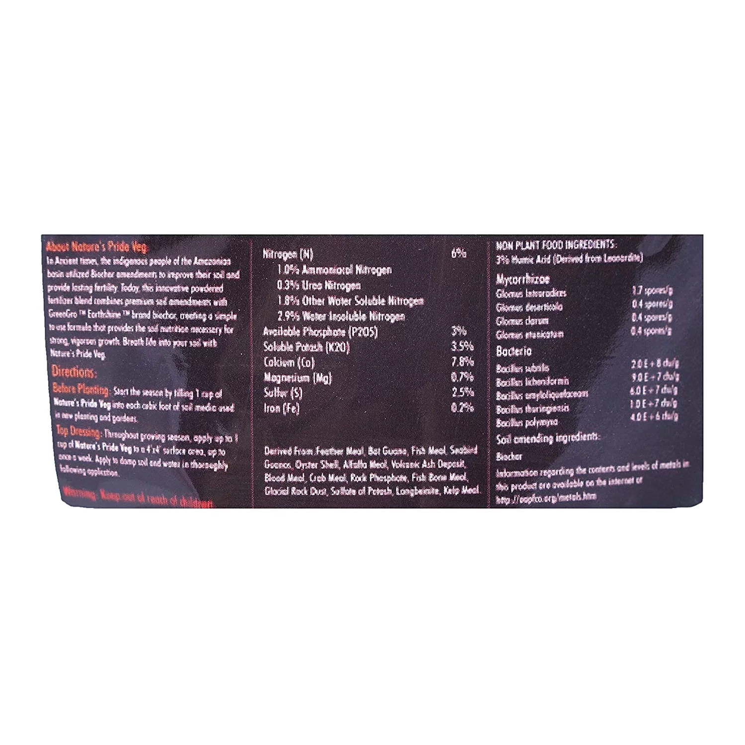 GreenGro Nature's Pride Veg Plant Fertilizer w/ Biochar & Mycorrhizae, 10 Pound