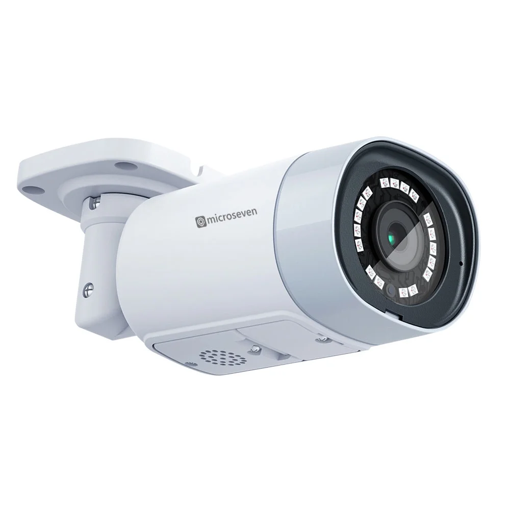 M7 wired POE security bullet camera, 4K/8MP, wide angle, Motion, IP66, outdoor/indoor, IR switch in FW night vision, FTP, Audio, Storage 256GB avail, Broadcasting avail on YouTube, Meta and Microseven