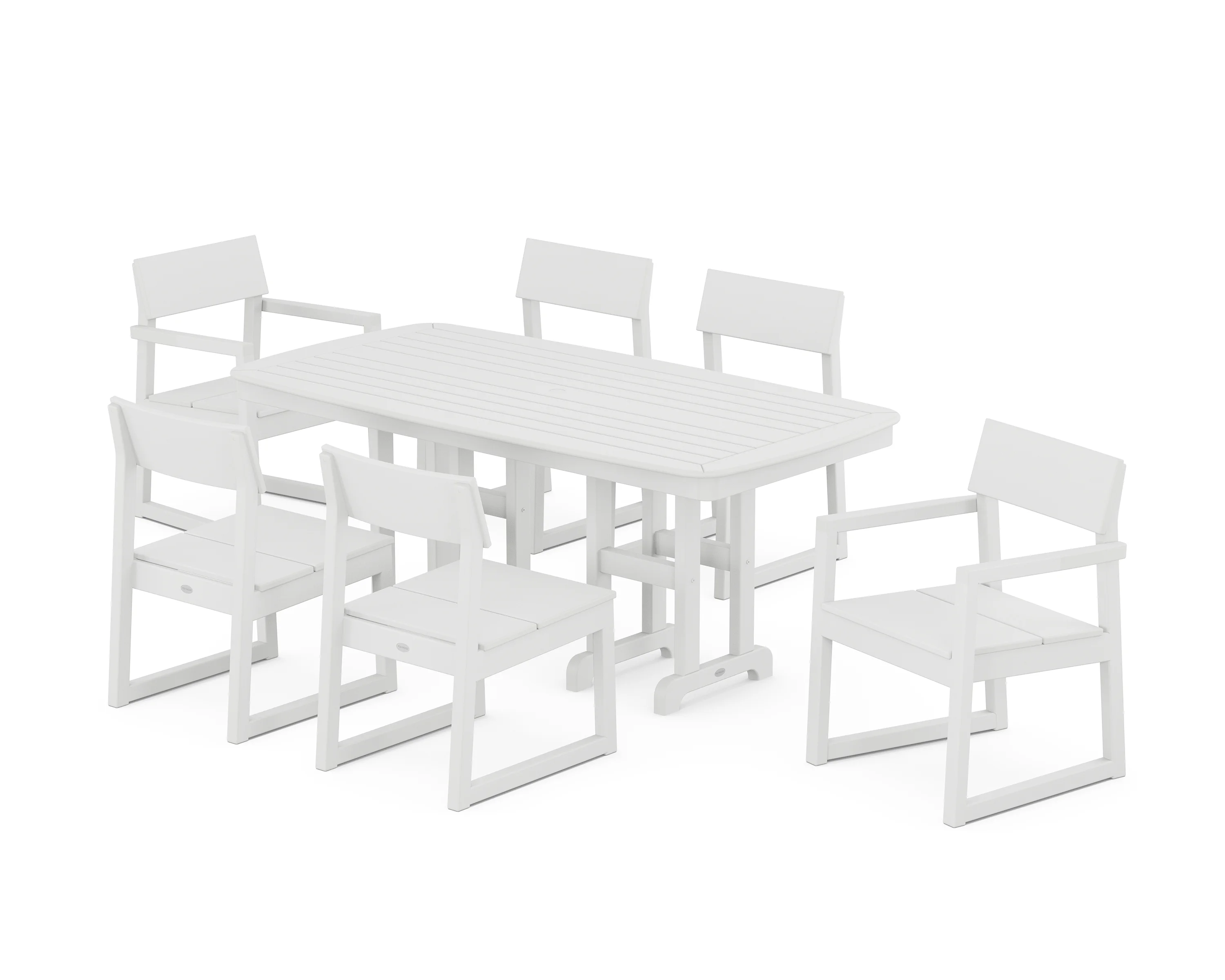 POLYWOOD EDGE 7-Piece Dining Set in White