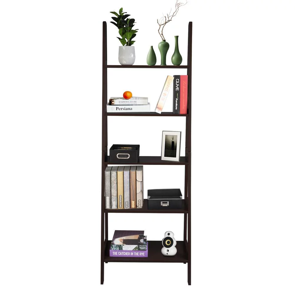 UBesGoo Ladder Shelf, 5 Tier Wall Mounted  Wood Bookcase Storage Display Rack for Home Office Décor