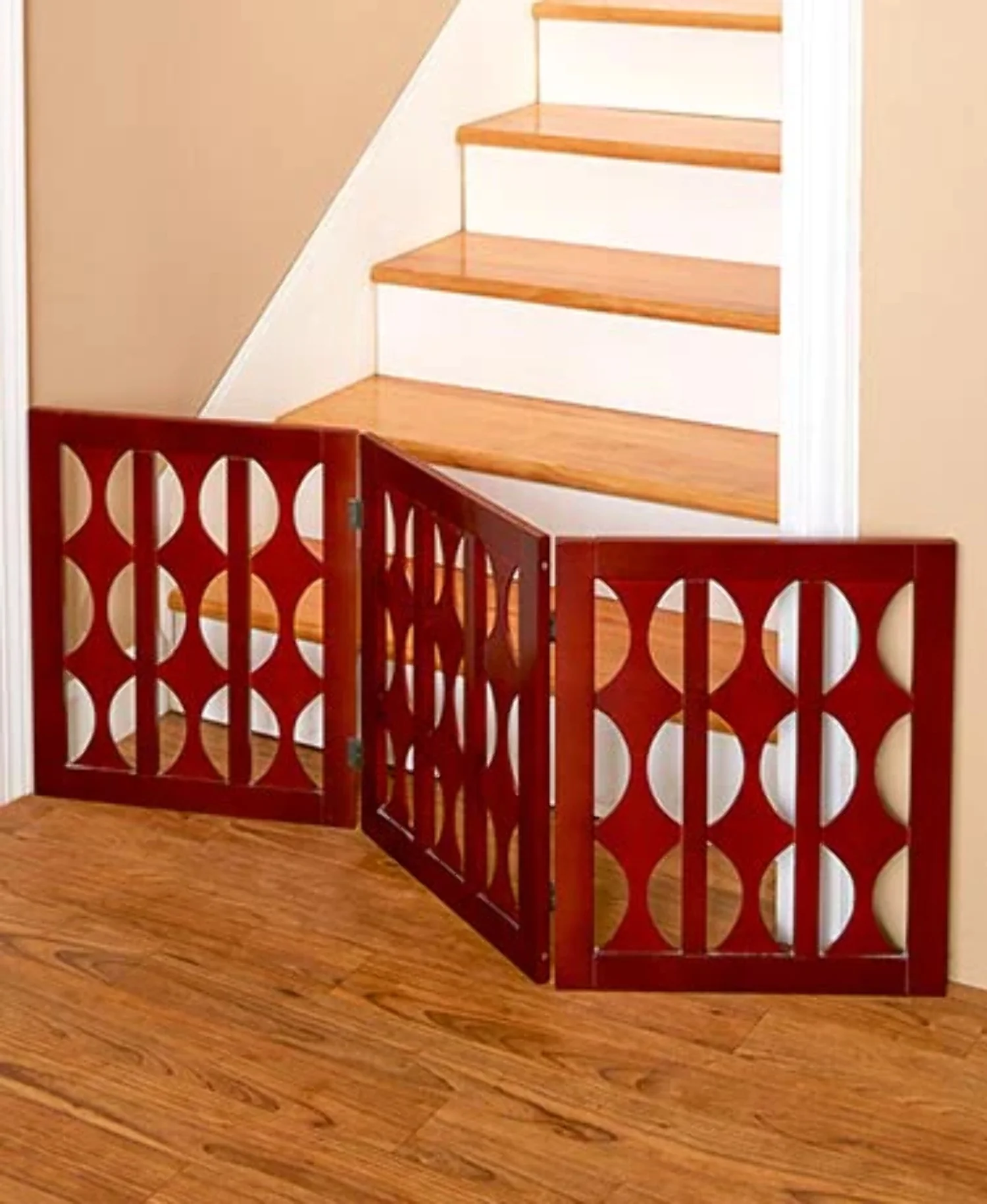 3-Panel Folding Wooden Pet Gate - Brown