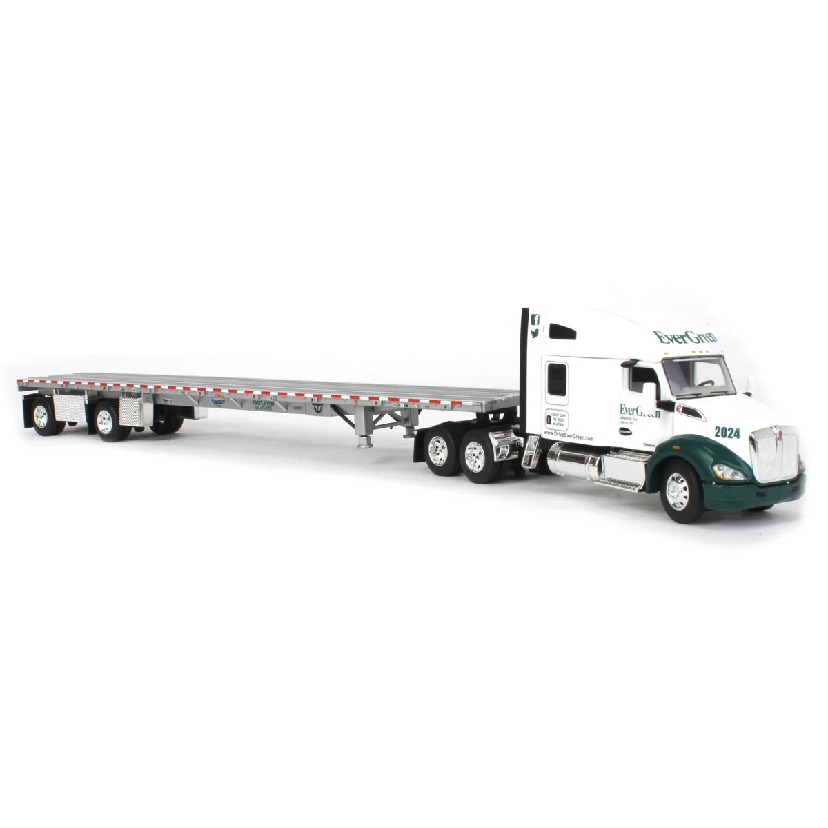 First Gear DCP 1/64 Kenworth T680 with Spread-Axle Flatbed Trailer, Evergreen Industries 60-1689