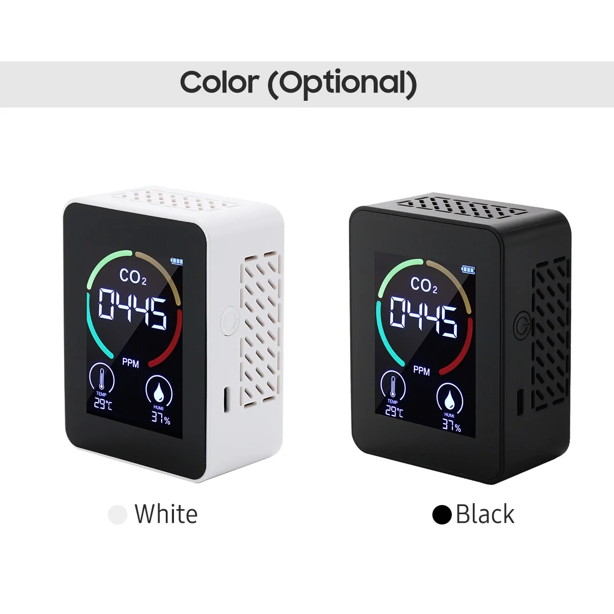 2.8-inch LCD CO2 Concentration Tester Mini Carbon Dioxide Detector Humidity & Temperature Meter Air Quality Monitor 1200mAh Lithium Battery CO2 Meter