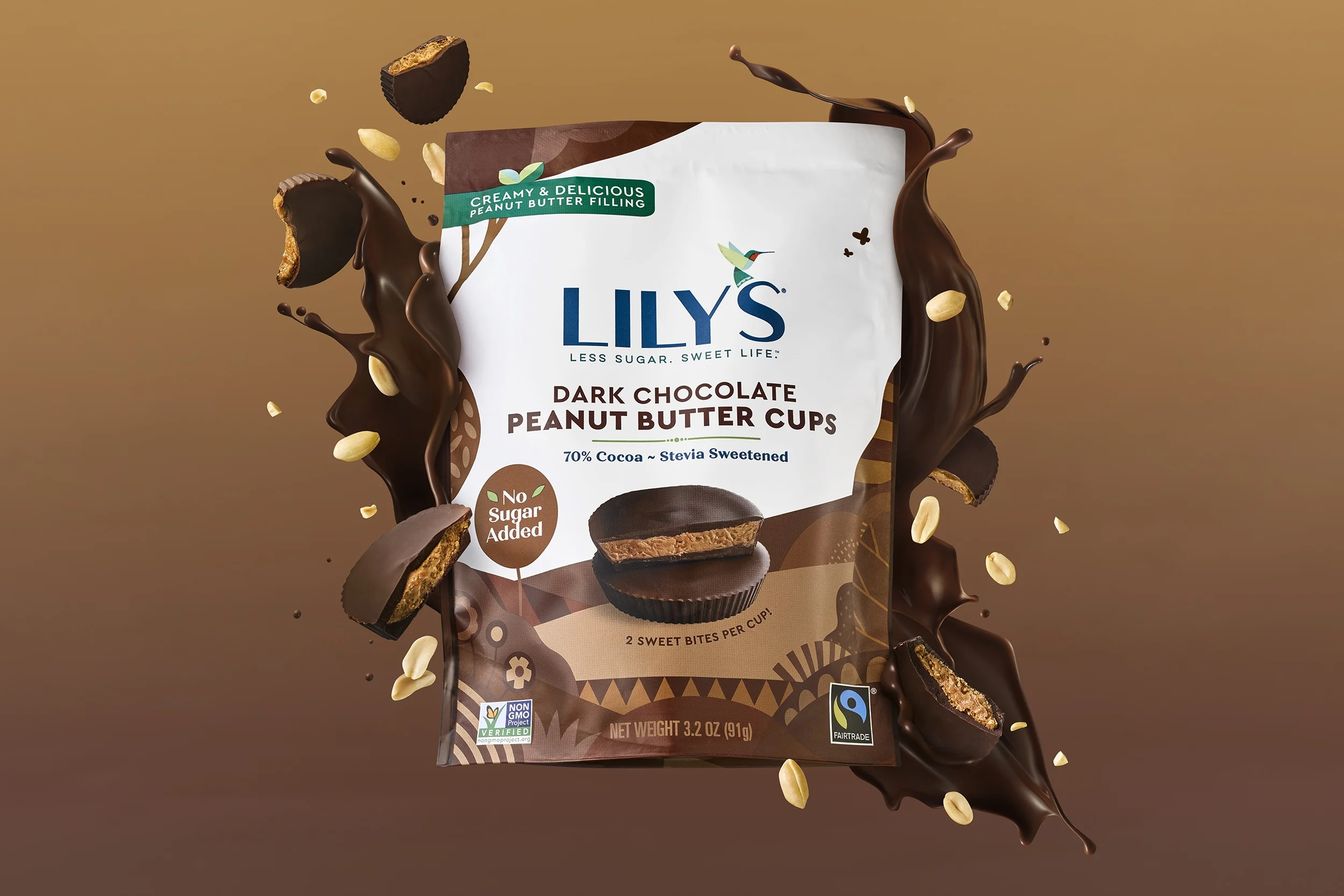 Lily's Sweets Peanut Butter Cup Dark Chocolate, 3.2 oz