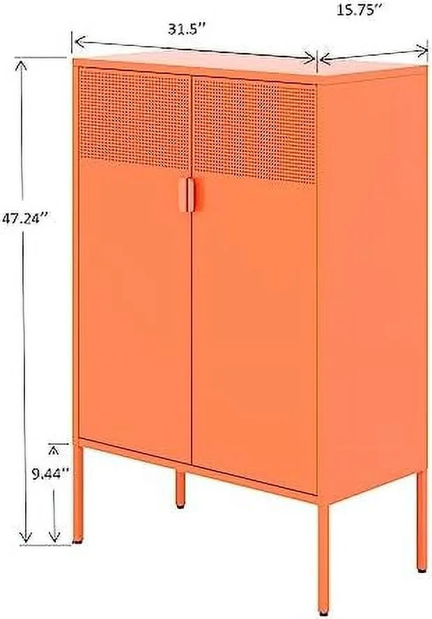 FDIGLUL Metal  Cabinet with Doors and Shelves  Multipurpose  Rack  3-Tier Office Cabinet Metal Locker  Cabinet for Office Home Living Room and Entryway(Light Grey)