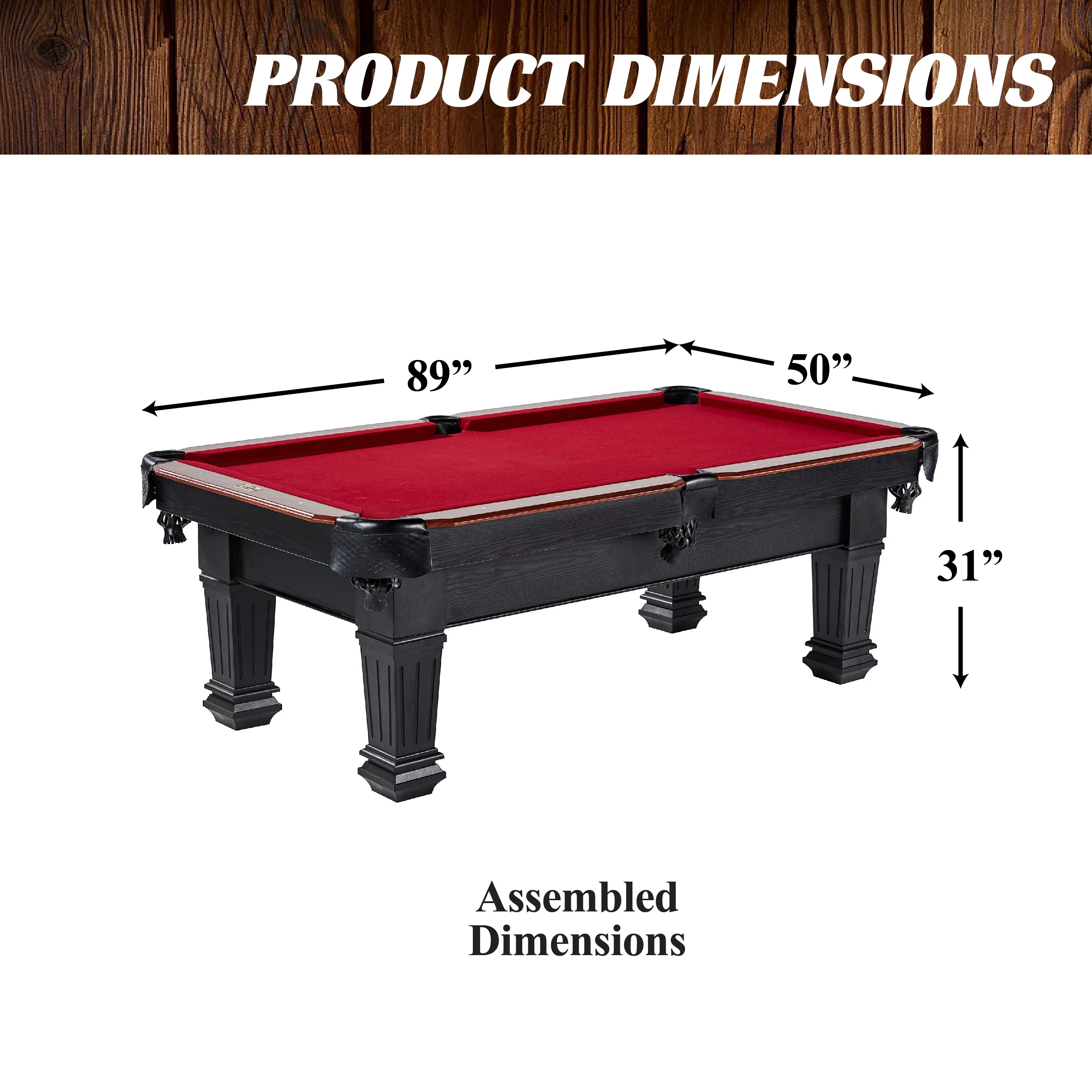 Barrington Burwood 90 Inch Billiard Table with Cue Rack and Dartboard Cabinet