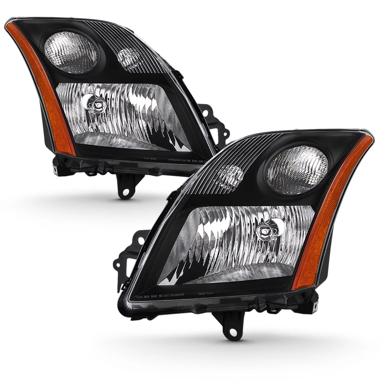 AKKON - Fits 2007 2008 2009 Nissan Sentra Sedan L4 2.0L Models Black Headlights Left Driver+Right Passenger Pair Replacement