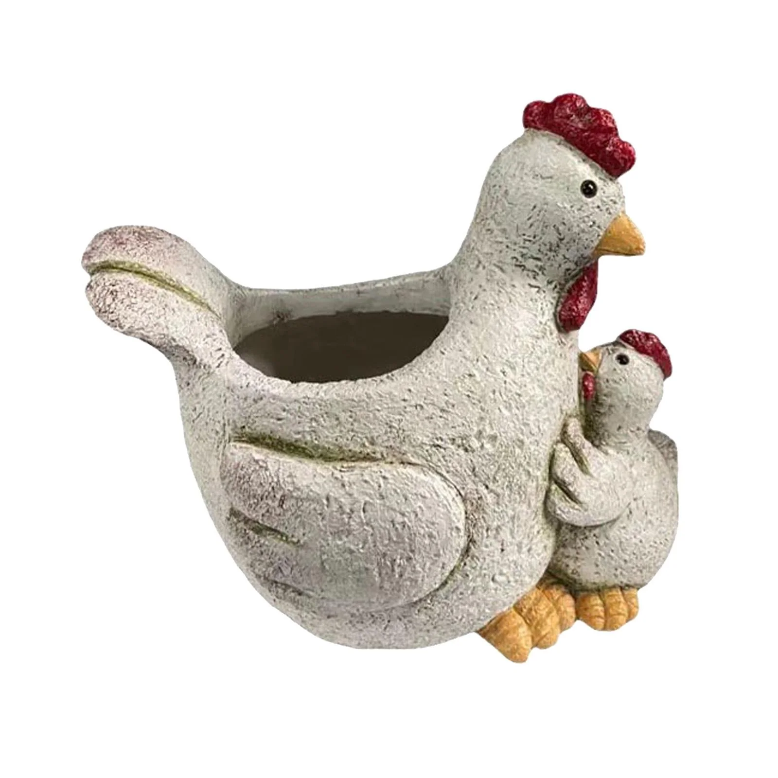 Baoblaze Chicken Ornament Plant Container Resin Flower Pot for Garden Tabletop Indoor