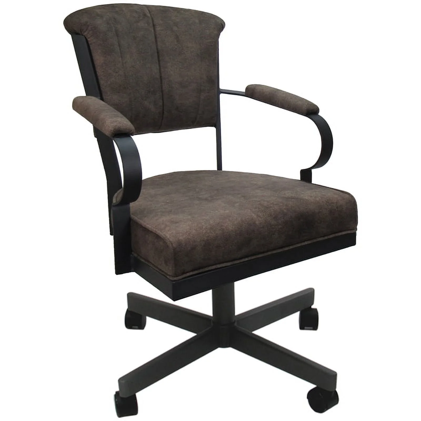 Miami Swivel Tilt Metal Caster Chair - Tobacco Brown Fabric - Gray Frame