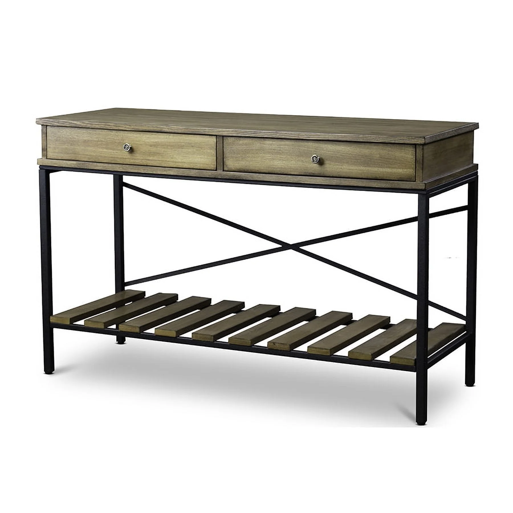 Baxton Studio Newcastle Wood and Metal Console TableCriss-Cross