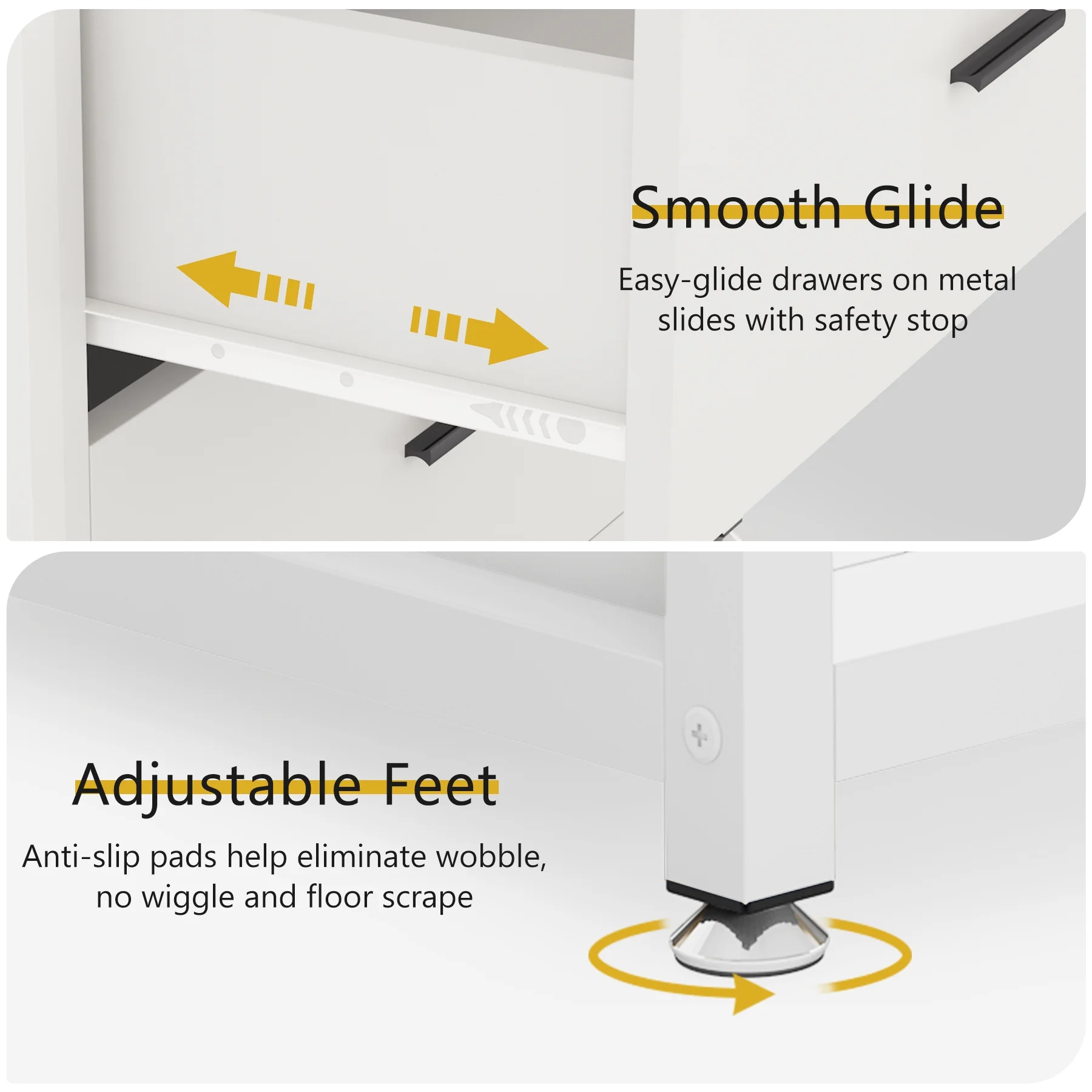 Tribesigns Bookcase 4-Tier White Bookshelf with 2 Drawers White