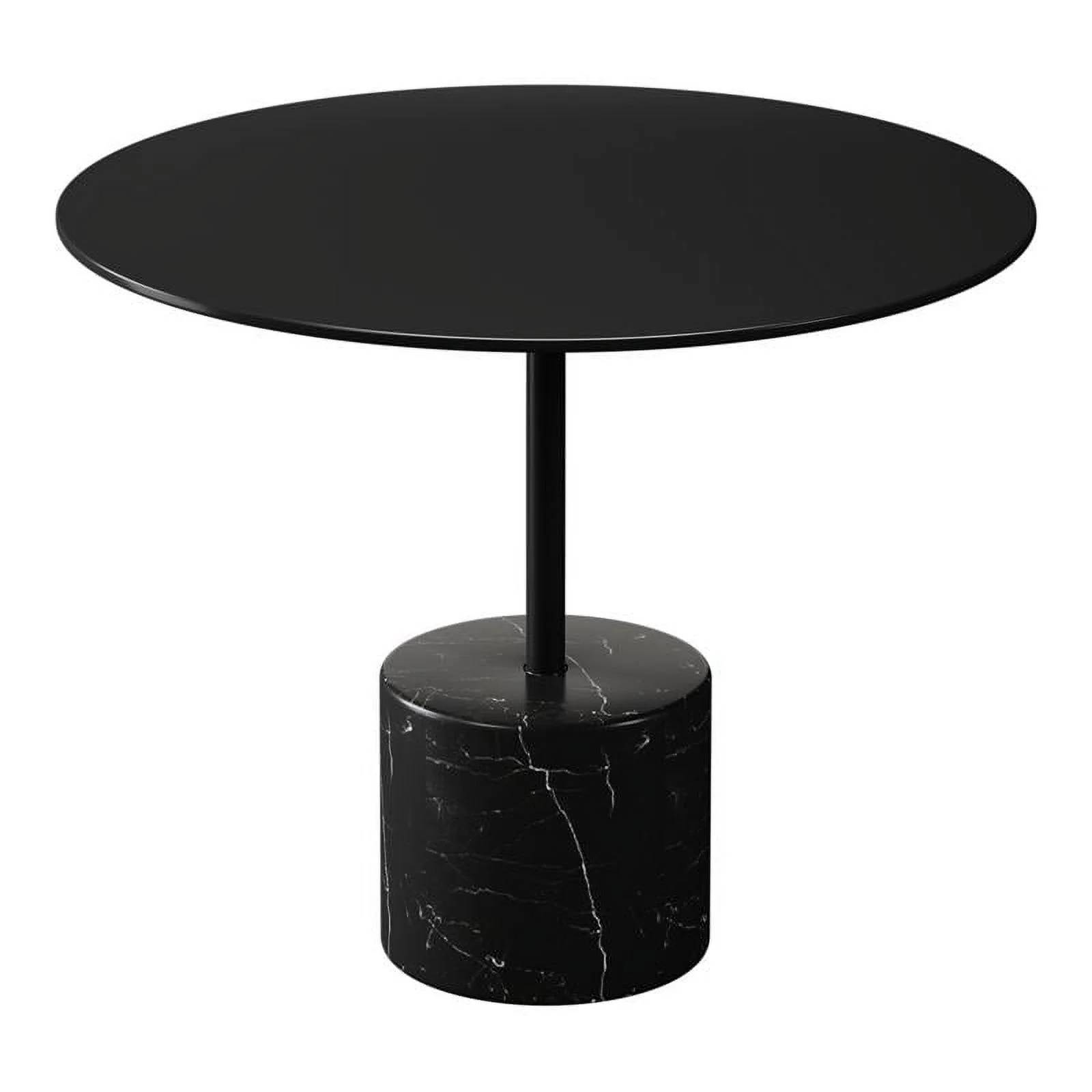 Maklaine 17.3 inches Mid-Century Marble and Metal Coffee Table in Black