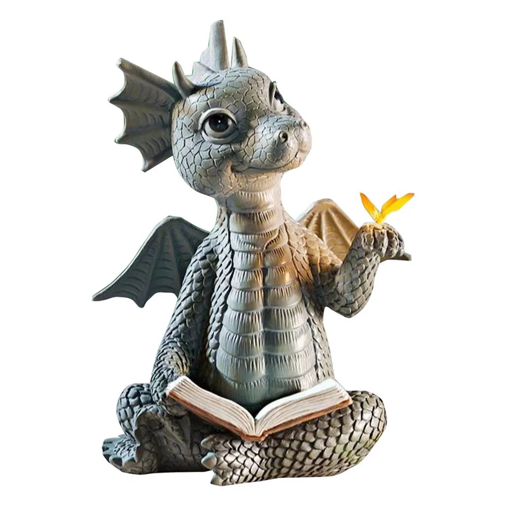 Statue,Resin Sculpture,Funny Resin Figurines Fairy Garden Ornament Party Home Patio Lawn Garden Decor (Reading Book with Butterfly)