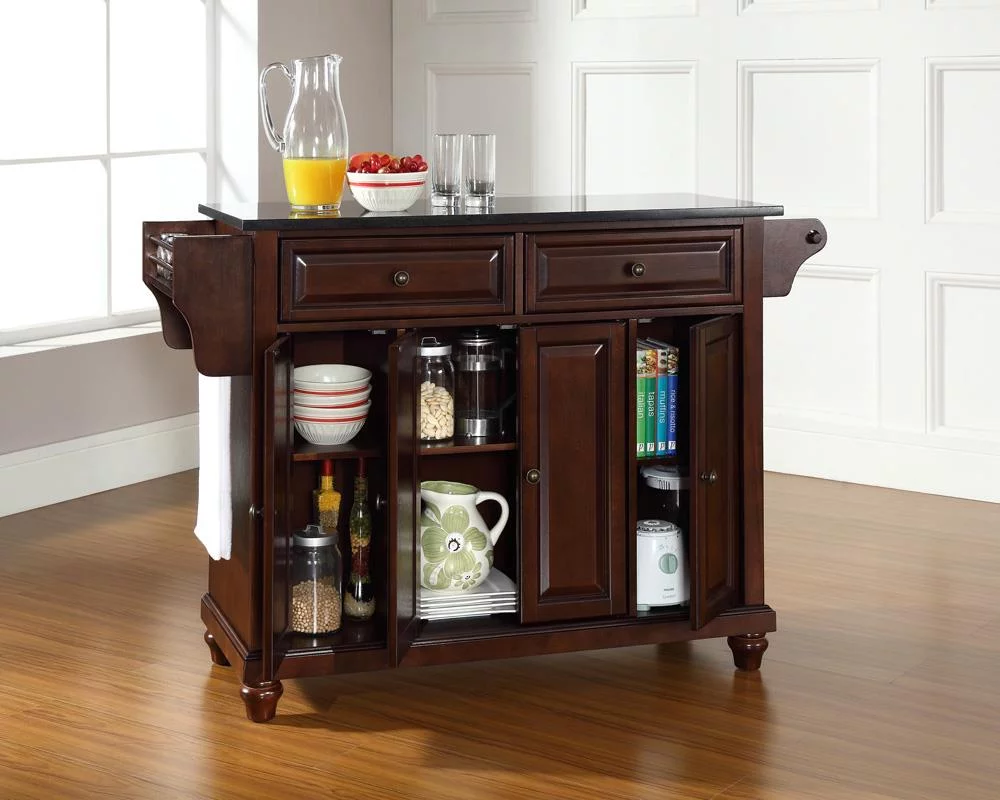 Crosley Furniture Cambridge Wood Kitchen Island in Mahogany/Black