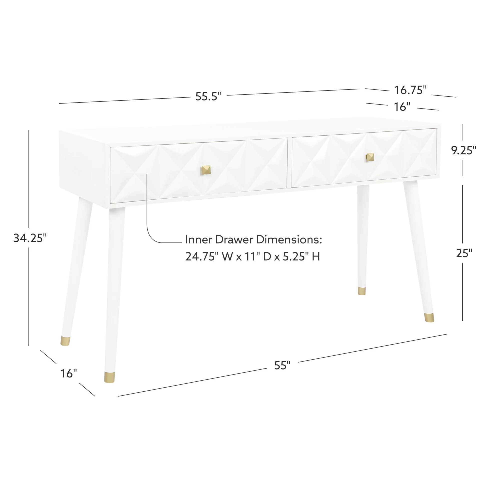Linon Gemma 2-Drawer Console Table, White