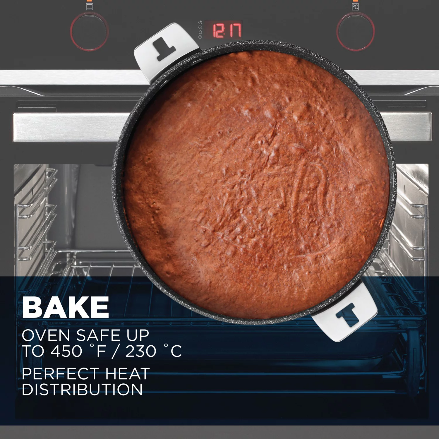 THE ROCK by Starfrit 034715-004-0000 11-Inch Fry Pan/Round Dish with T-Lock Detachable Handle