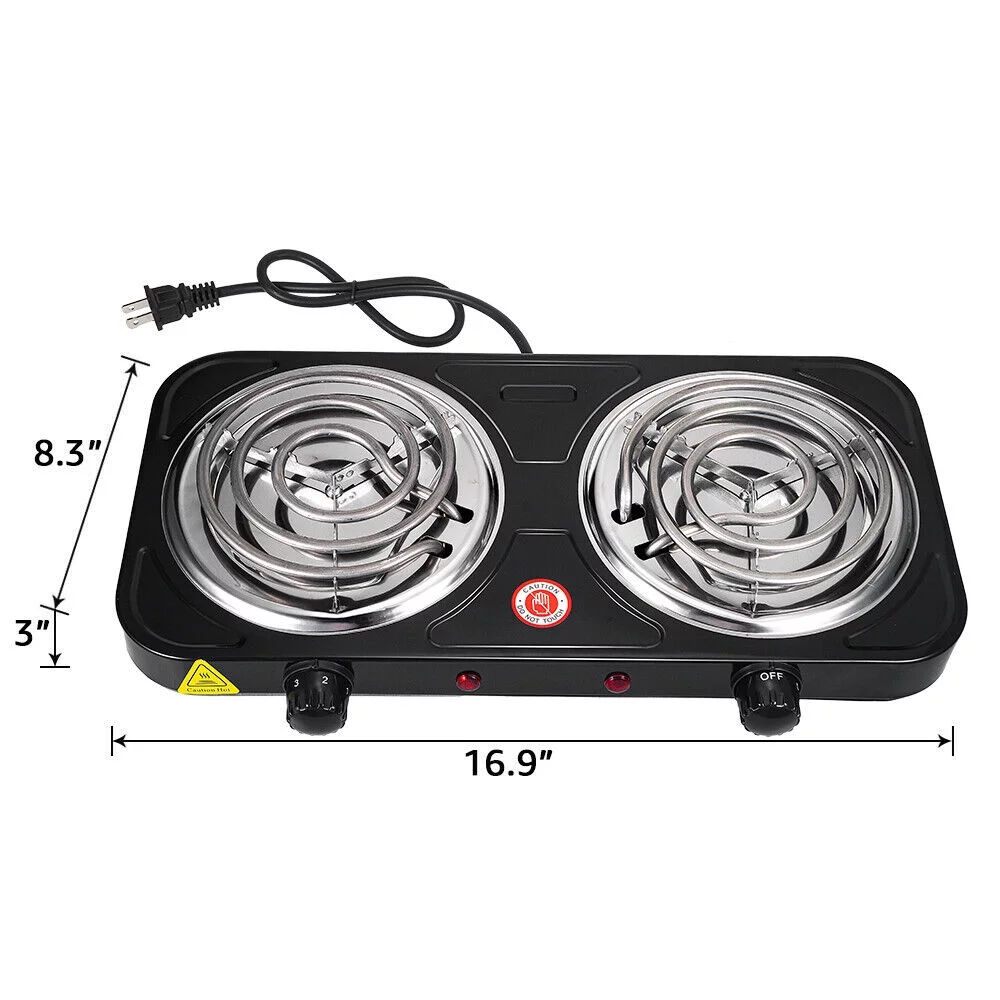 KingFurt   Hot Plate Kitchen Double-burner Electric Stove Multi-turn Heating Tubes Double Multifunction Temperature Control 220v2000W