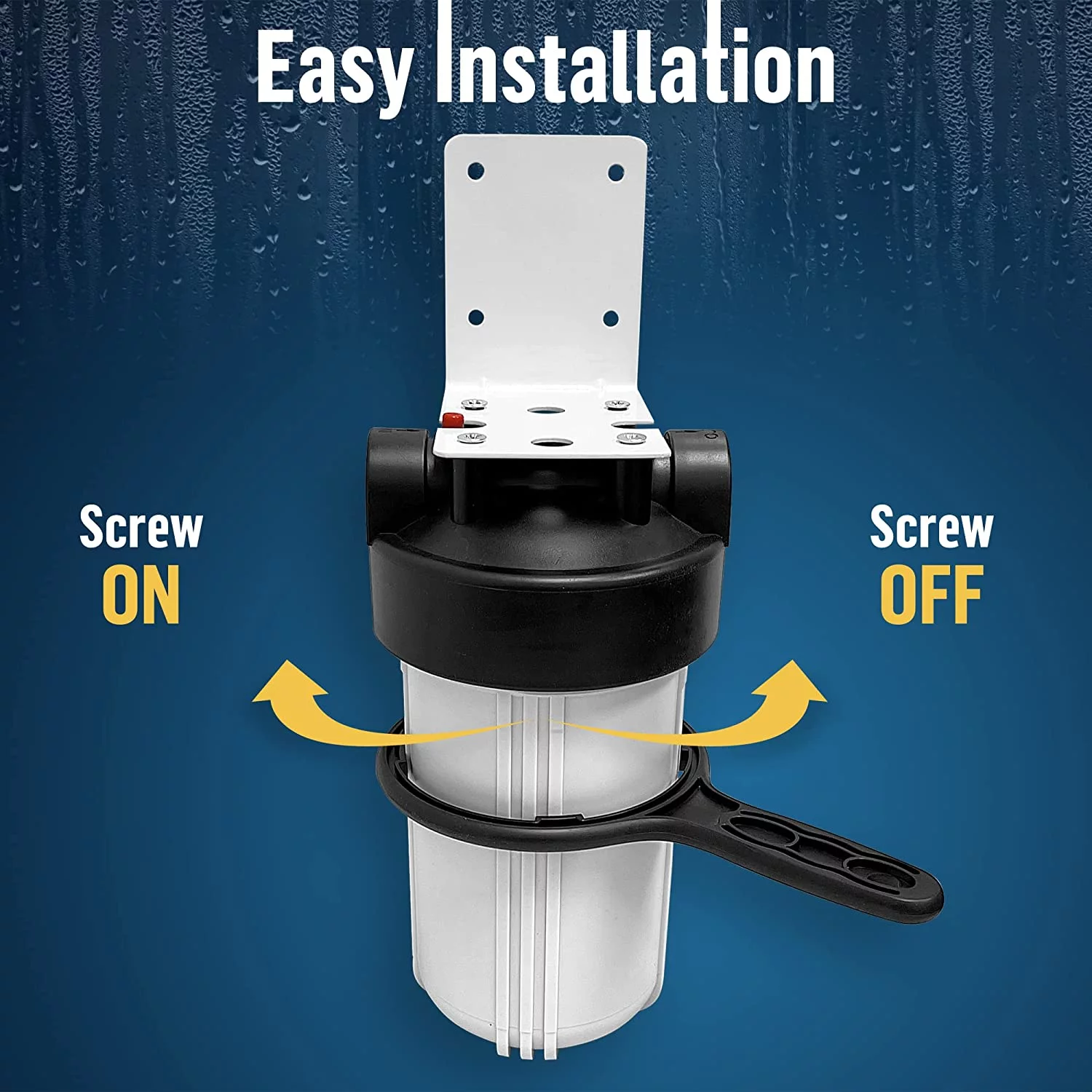 High Capacity 10 x 4.5” Whole House Filter Purifier System for Well or City Water, Presser Relief Button, 1” NPT Brass Port, Double O-ring, Meets NSF Standards & Regulations (White, 3 Sets)