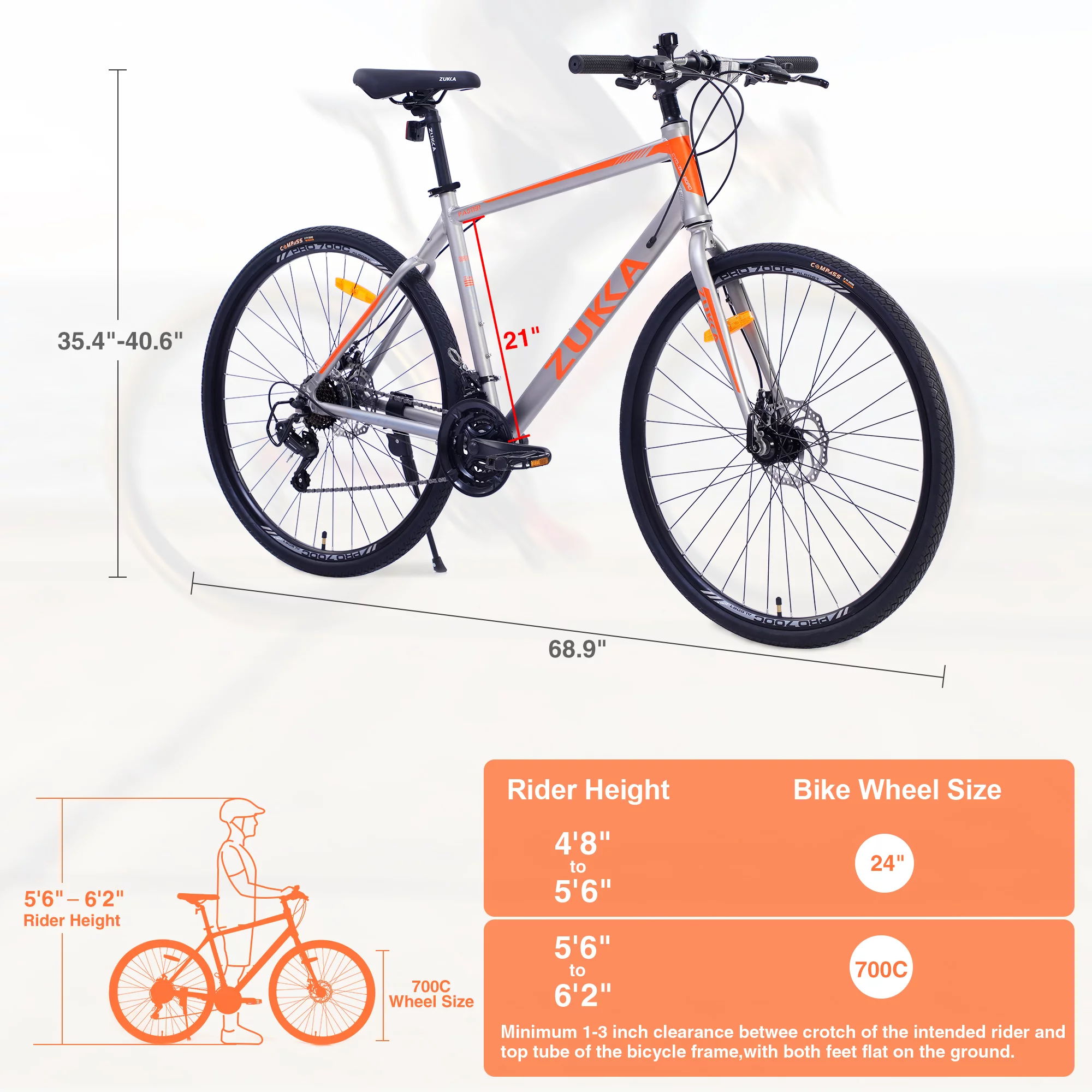 28 inch Hybrid Bike Men, Road Bike with Shimano 21 Speed, 700C Wheels, Comfort Adult Bicycle with Dual Disc Brake, 21'' Lightweight Aluminium Frame, Suggested Rider 5'6