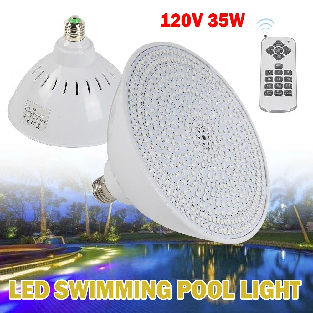 Miumaeov 7 Color Change LED Swimming Pool Light Bulb 35W Fit Pentair Hayward Fixture 120V