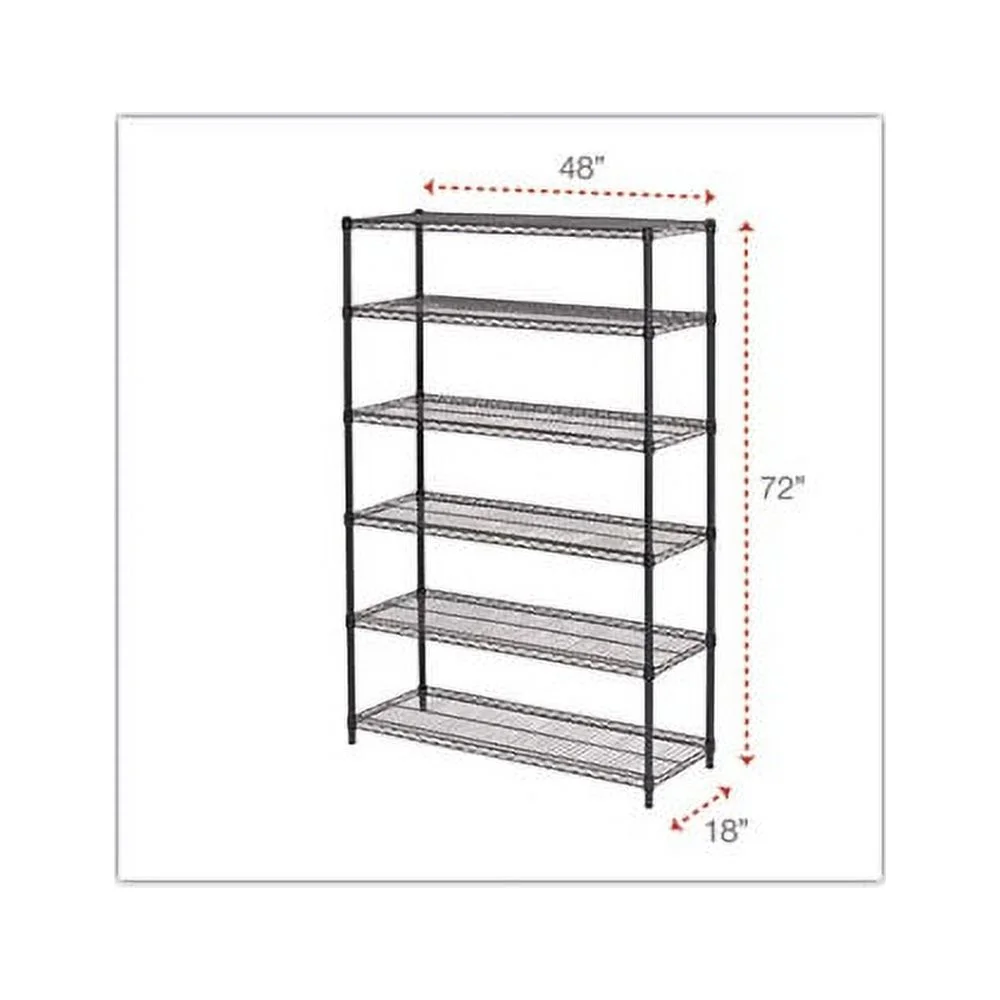 NSF Certified 6-Shelf Wire Shelving Kit 48w x 18d x 72h, Black Anthracite