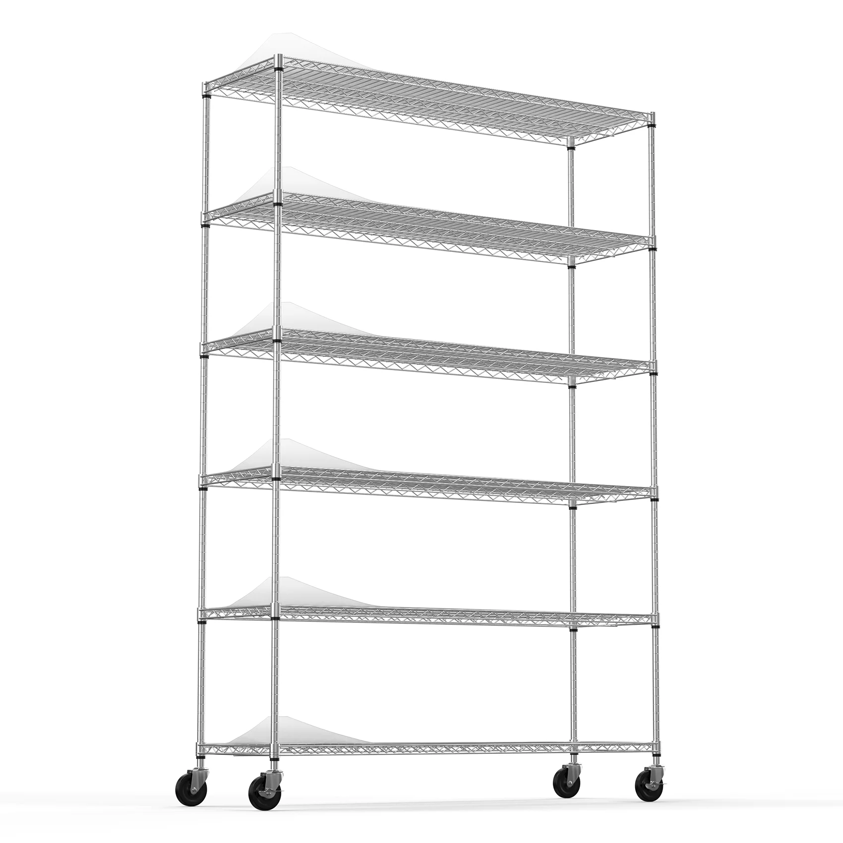 Heavy Duty 6-Tier Wire Shelving Unit - 6000 LBS NSF Height Adjustable Metal Garage Storage Shelves with Wheels, Robust Storage Wire Rack Metal Shelves