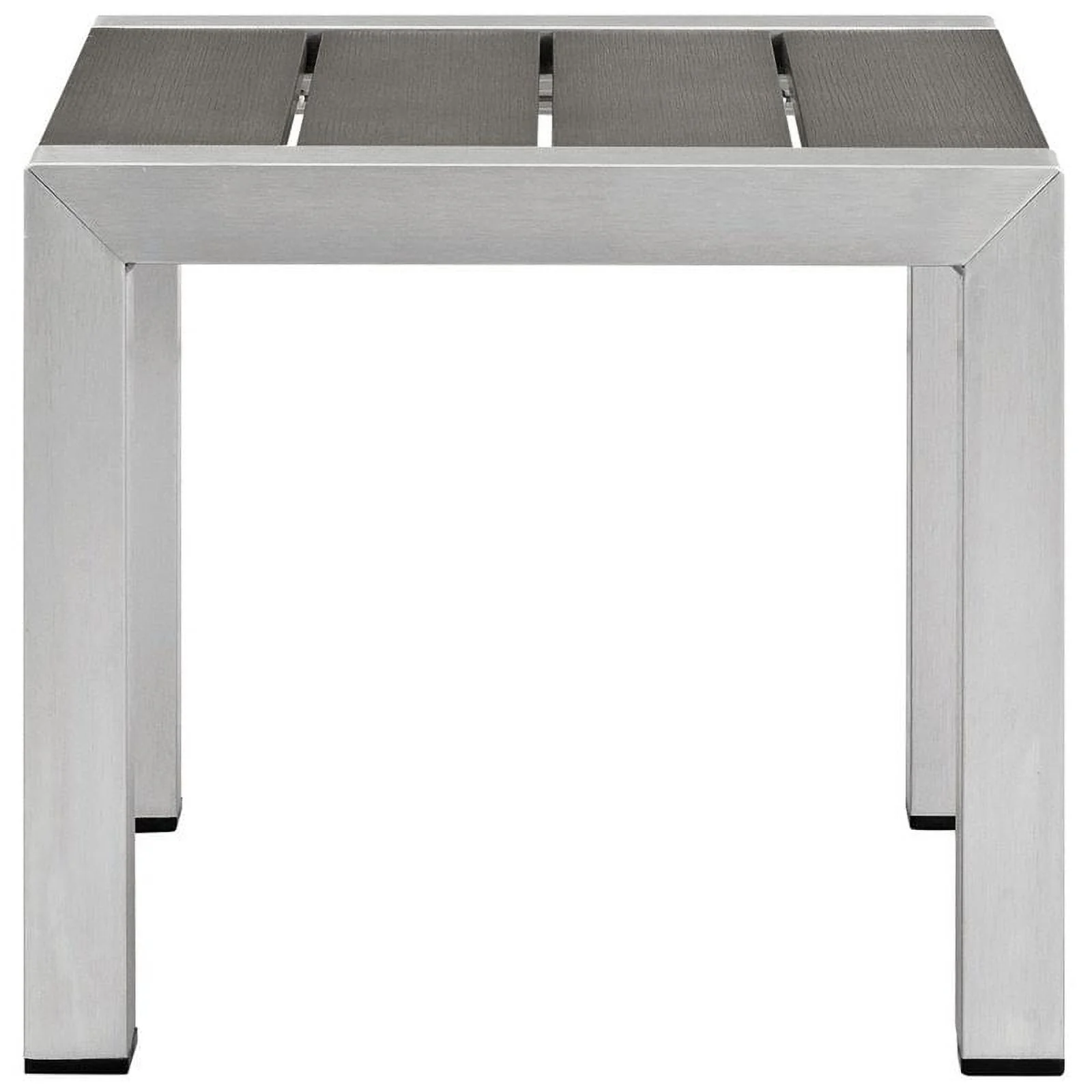 Home Square Aluminum Patio Side Table in Silver and Gray - Set of 2