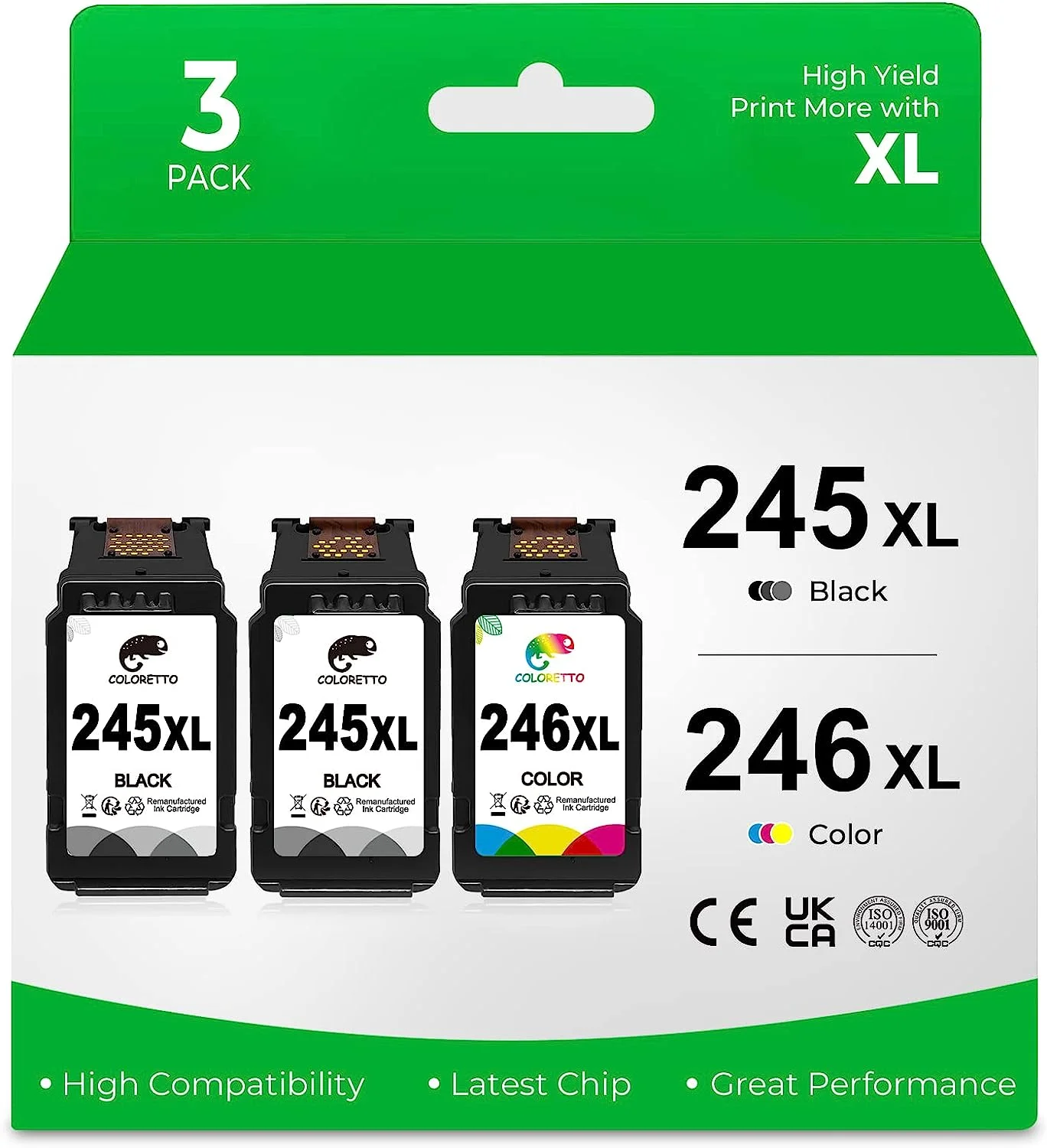 Remanufactured Printer Ink Cartridge Replacement for Canon Pg-245Xl Cl-246Xl PG-243 CL-244 to use with Canon