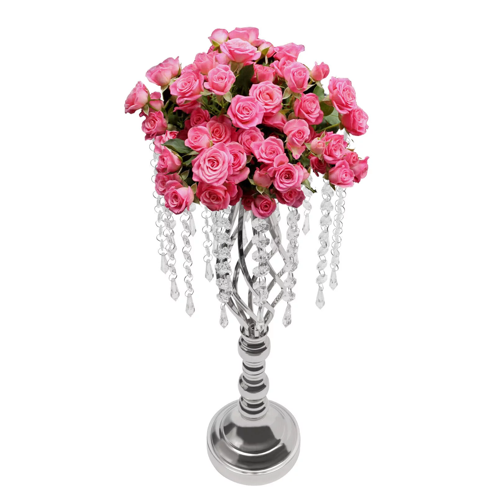 Miumaeov 10pcs Crystal Flower Vase Wedding Table Centerpieces Flower Stand 21.7inch Tall