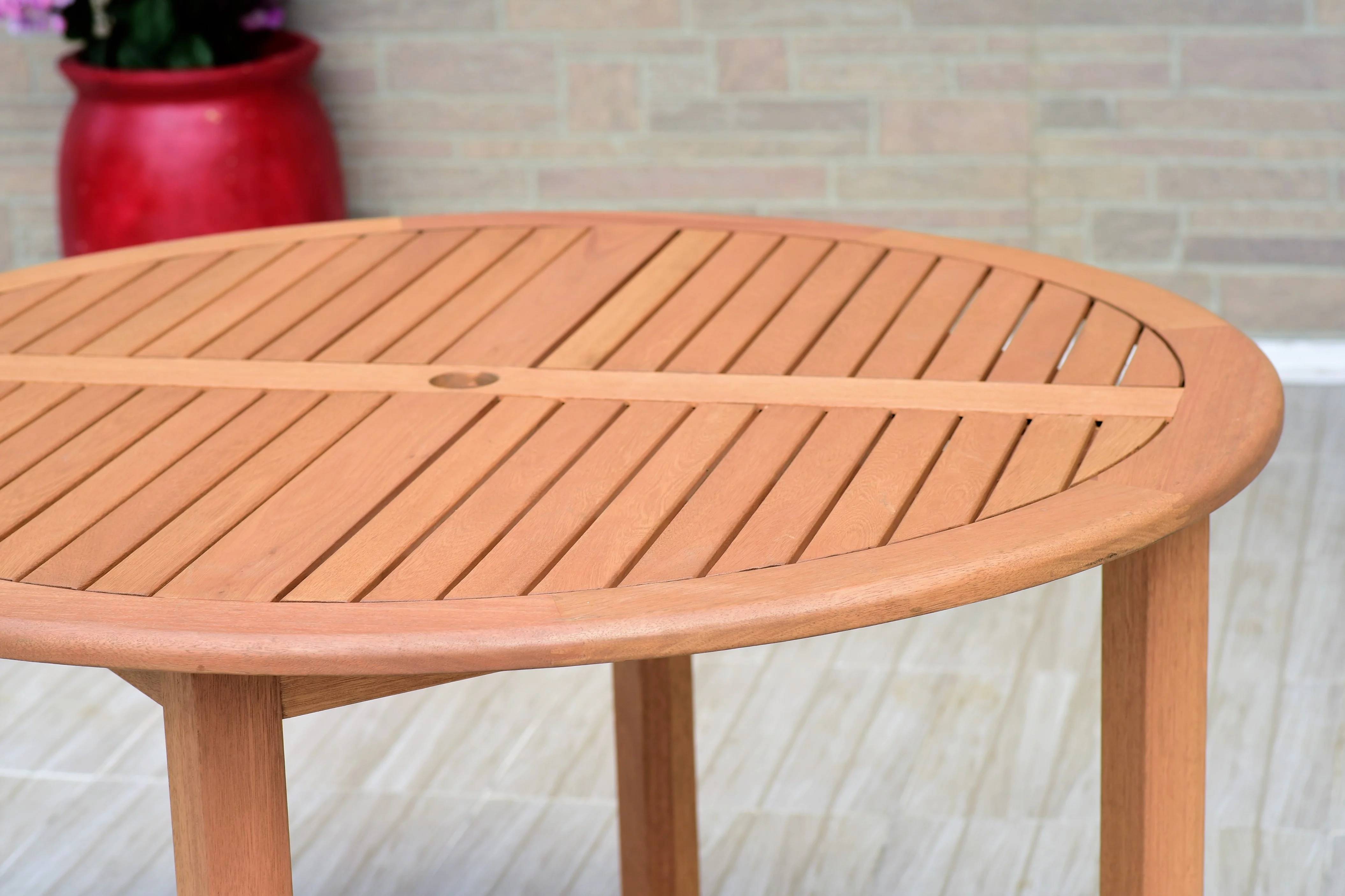 Amazonia Blois Teak Finish 5 Pieces Round Patio Dining Set