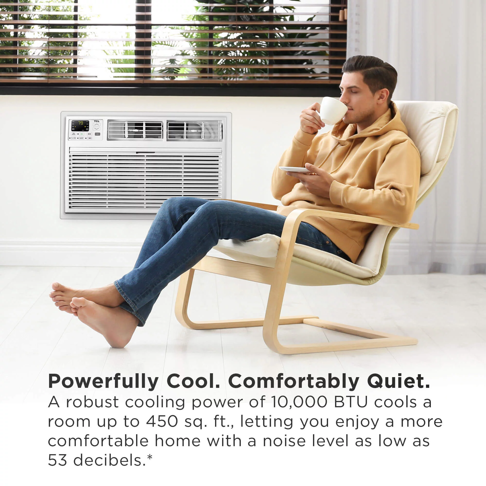 TCL Smart 10,000 BTU Through-the-Wall Air Conditioner, 115V, E-Star, Remote Included, White, W10T9E1-A