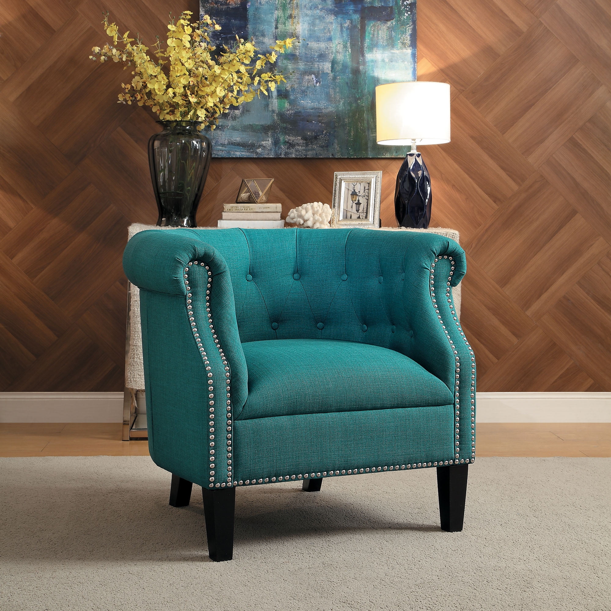 Fabric Accent Chair, Teal