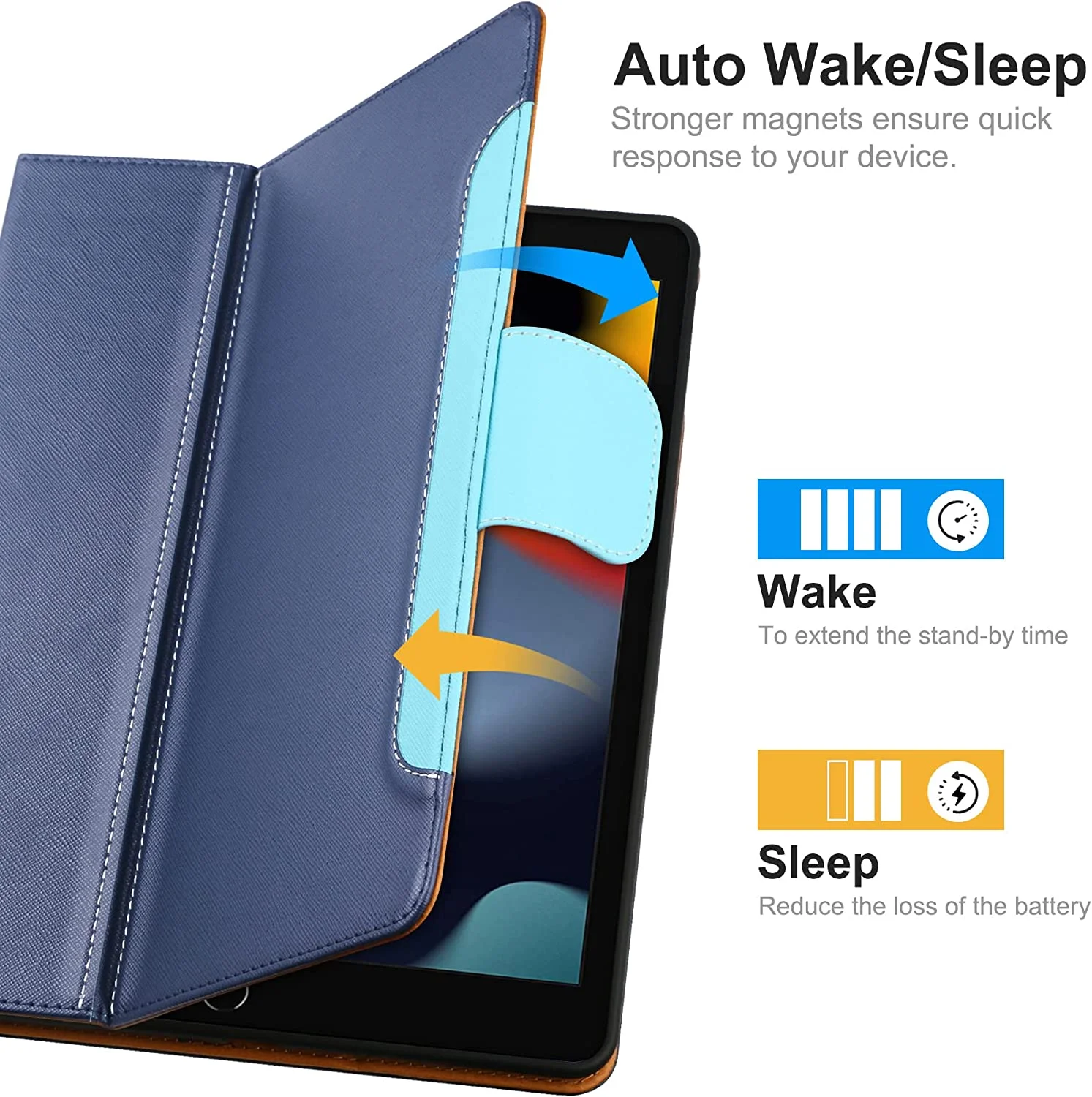 iPad Air 2/ Air 1st Case, iPad 6th/ 5th Generation Cases, iPad 9.7 Inch Case 2018/2017 w/Built-in Pencil Holder, Folio