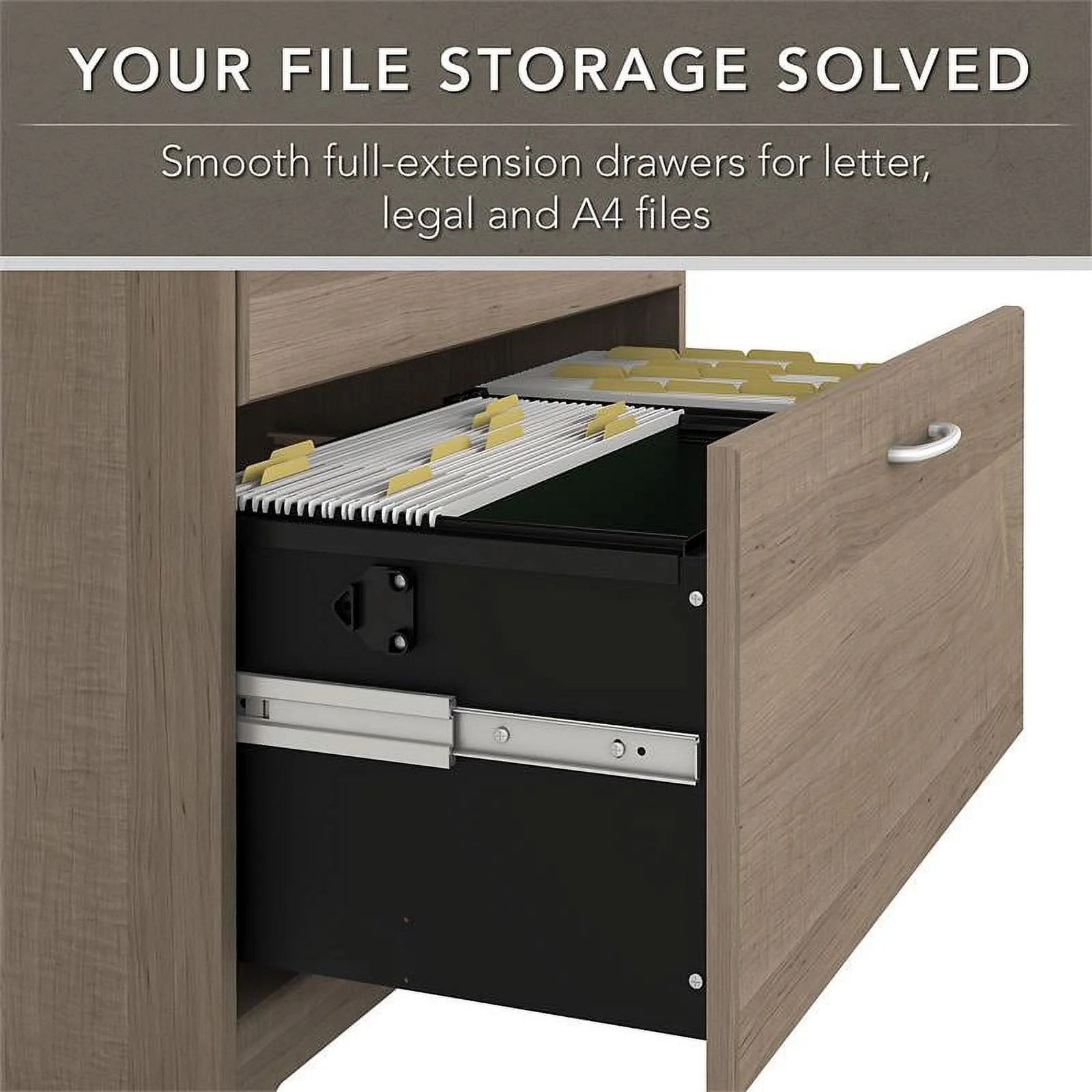 Home Square 2 Piece Engineered Wood Filing Cabinet Set in Ash Gray
